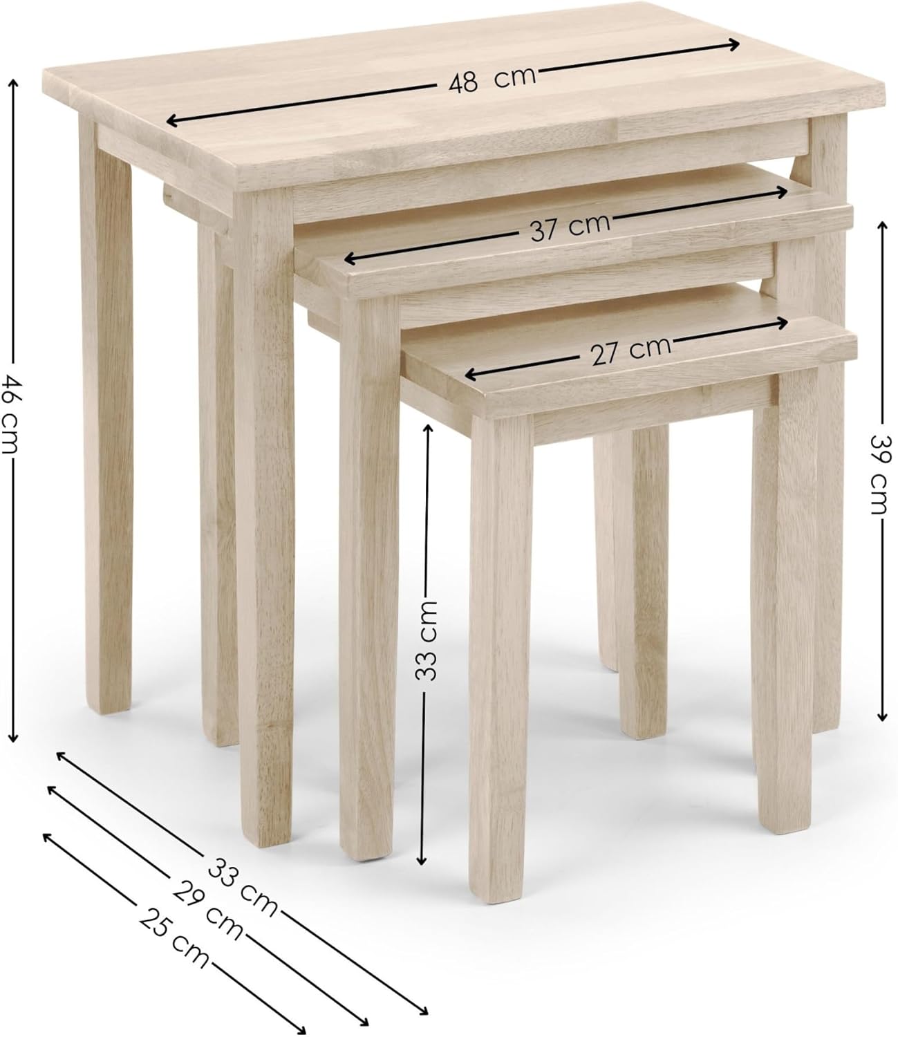 Thumbnail 1 de Julian Bowen Cleo Nest of Tables Set of 3 (White Wash) — stacking oak side tables for small living spaces