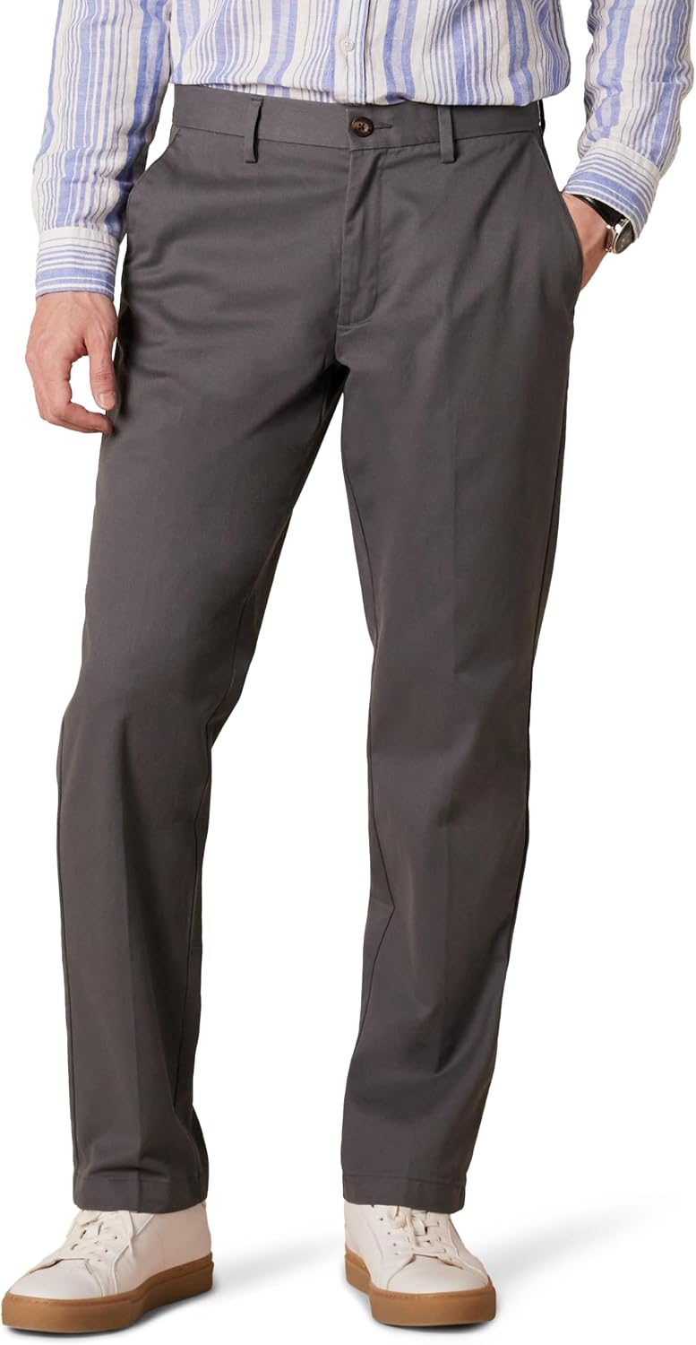 Detalle de Amazon Essentials Men's Straight Fit Wrinkle-Resistant Flat-Front Casual Chino Trousers