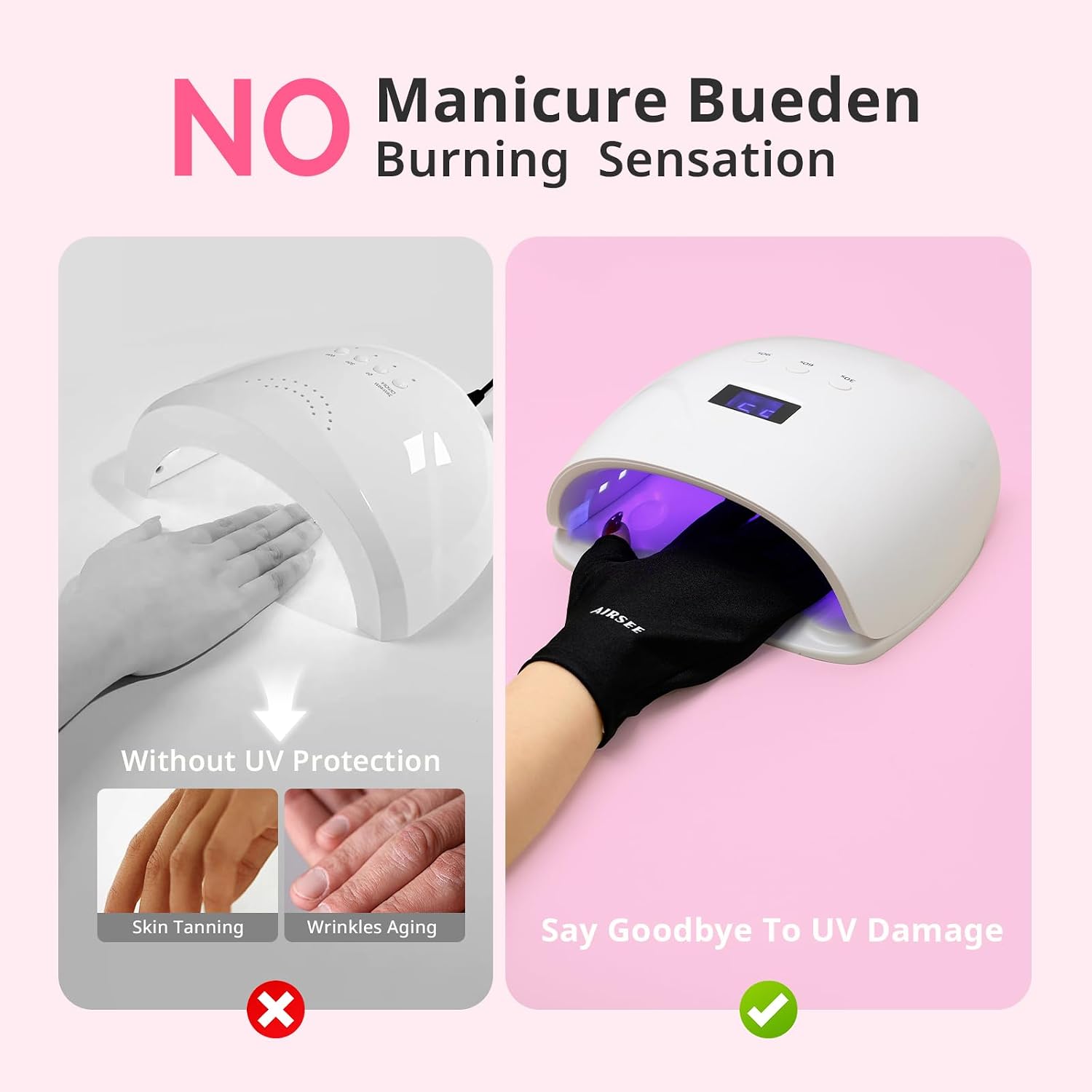 Detalle 1 de AIRSEE UV Gloves for Nail Lamp UPF50+