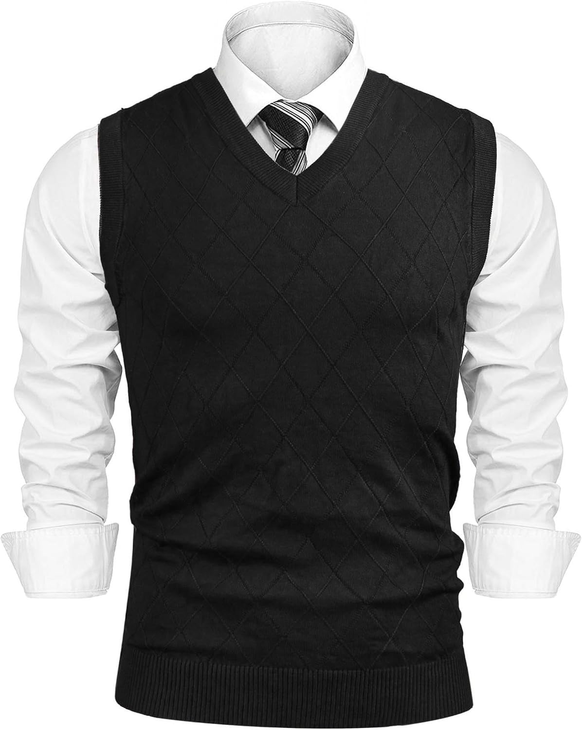 Detalle de Sykooria Pullunder Herren mit V-Ausschnitt – ärmellose Strickweste für Winter, Slim Fit (S–XXL)