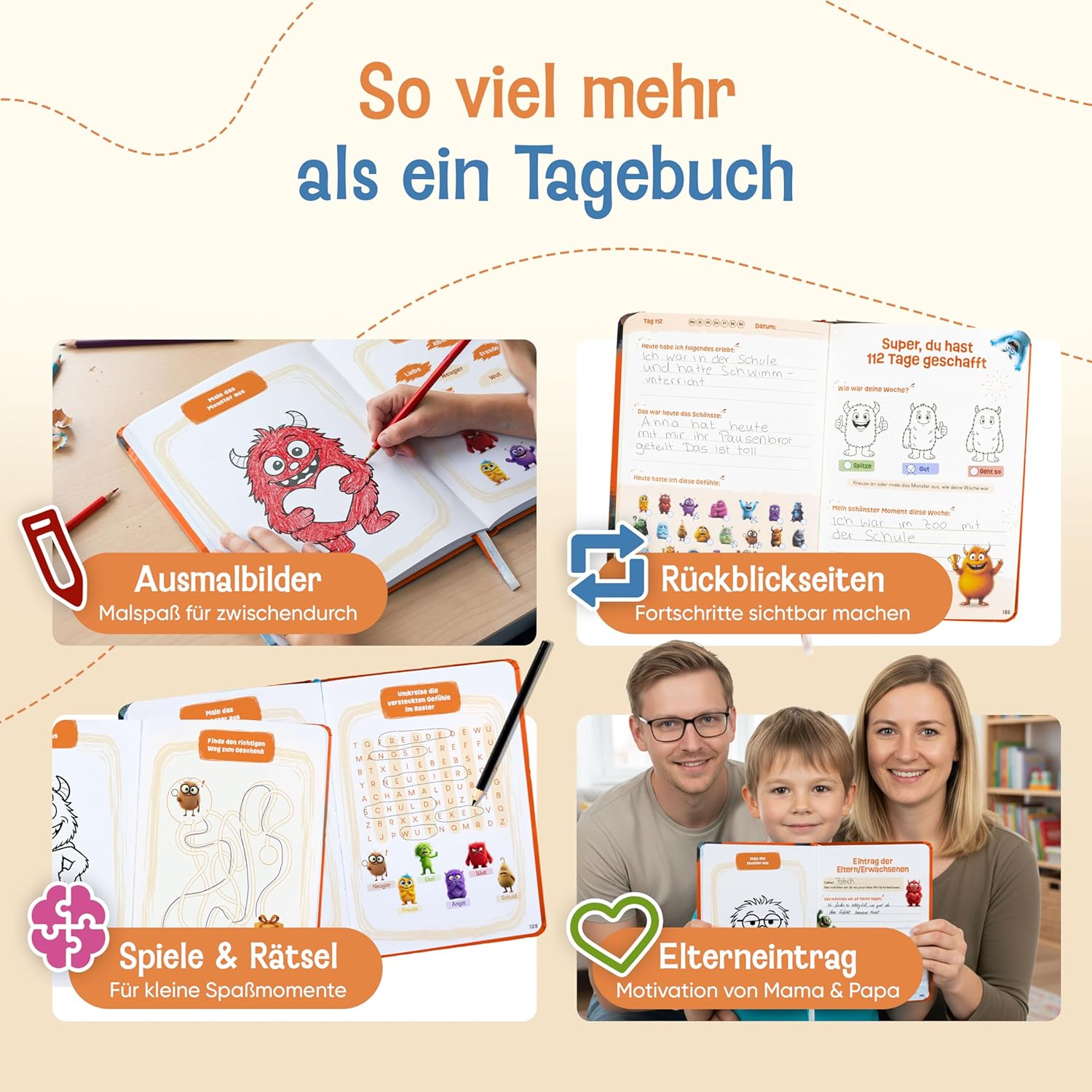 Thumbnail 4 de LIKARTO Gefühlstagebuch Kinder 6-12 Jahre – 112-Tage Emotions-Tagebuch
