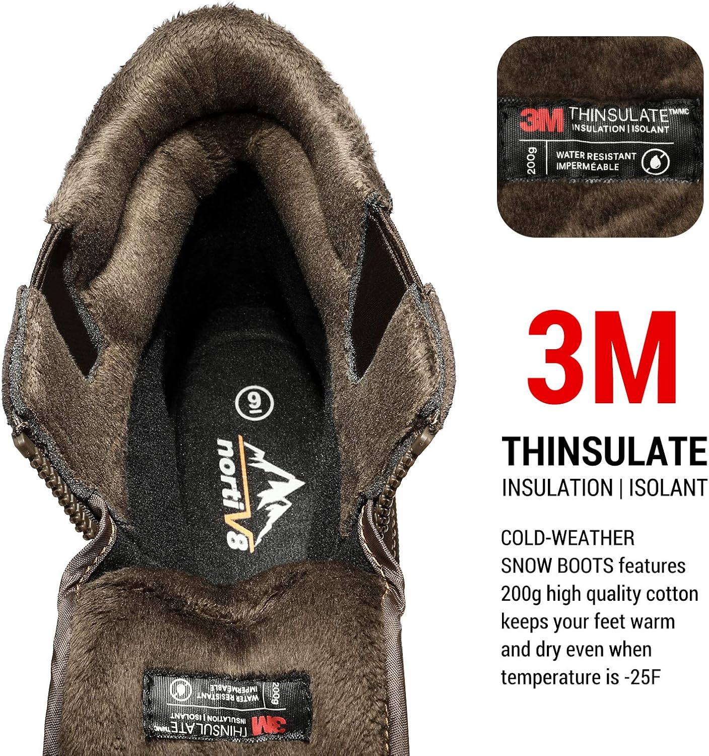 Detalle 2 de NORTIV 8 Men's Insulated Waterproof Snow Boots