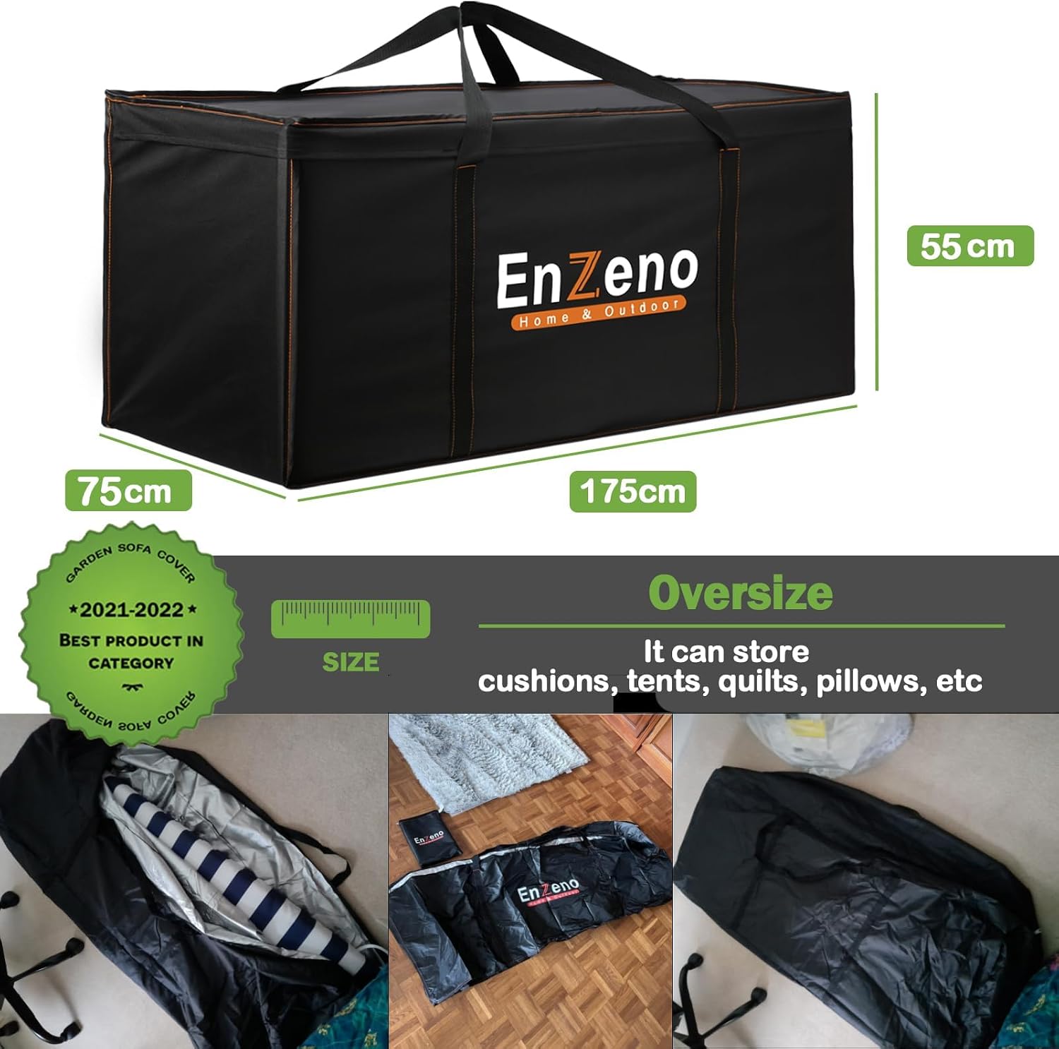 Thumbnail 5 de Enzeno Garden Furniture Cushion Storage Bag 175cm