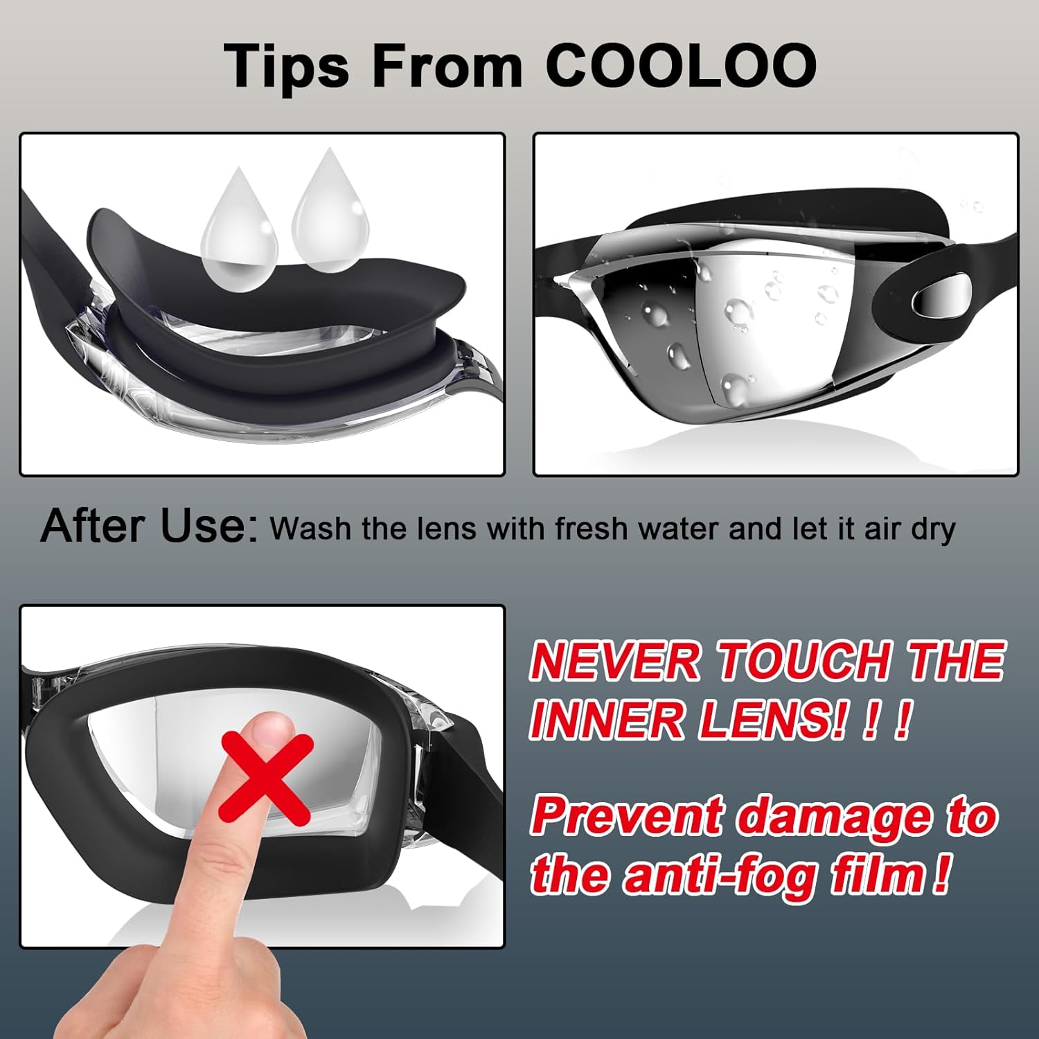 Thumbnail 4 de COOLOO Swimming Goggles (2 Pack) with Anti-fog & UV Protection, Adjustable Strap and Nose Clip