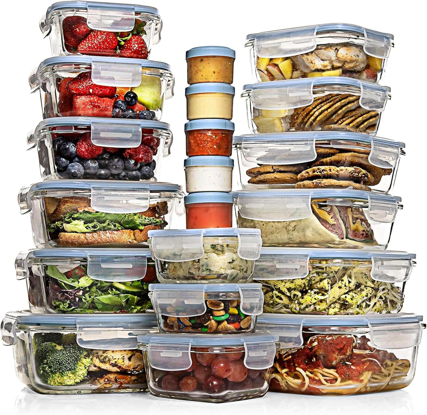 Detalle de Razab 35 Pc Glass Food Storage Set with Lids for Meal Prep