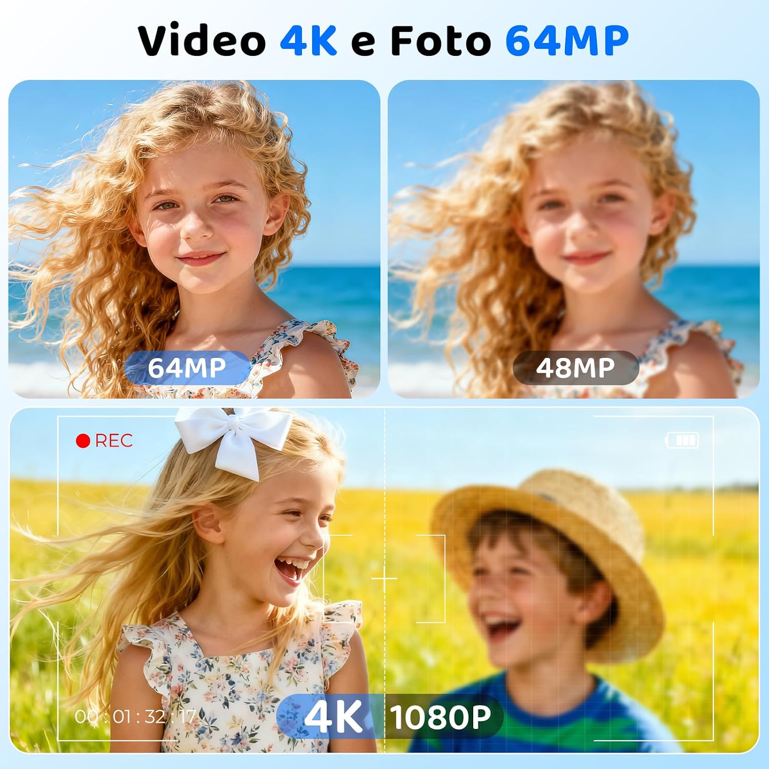 Thumbnail 1 de CHAKEYAKE Fotocamera Digitale 4K 64MP con Scheda 32GB – Compatta, Multifunzione e per Principianti
