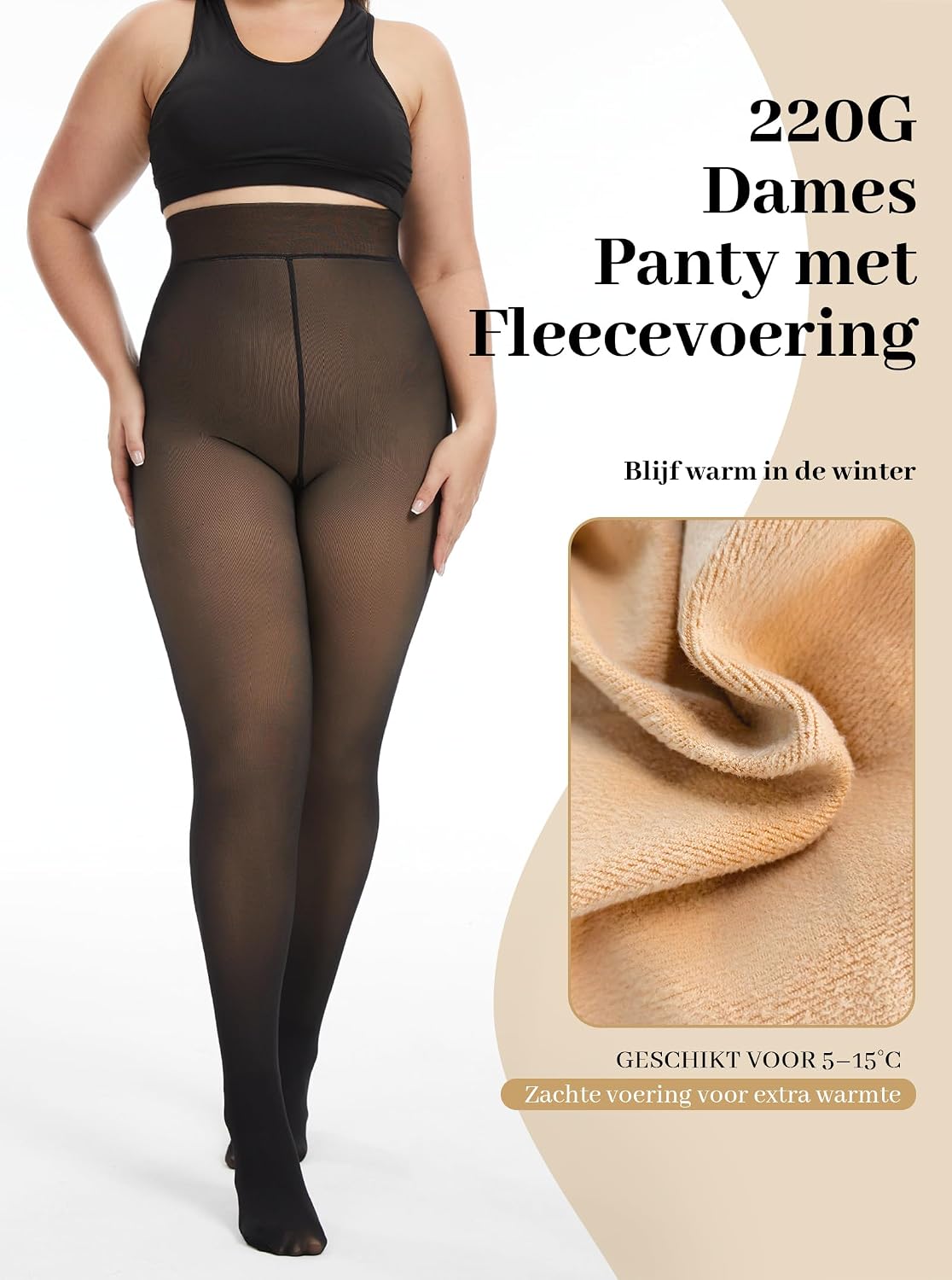 Detalle de ZFSOCK Thermo Panty Dames Winter met fleecevoering, stretch en plus size