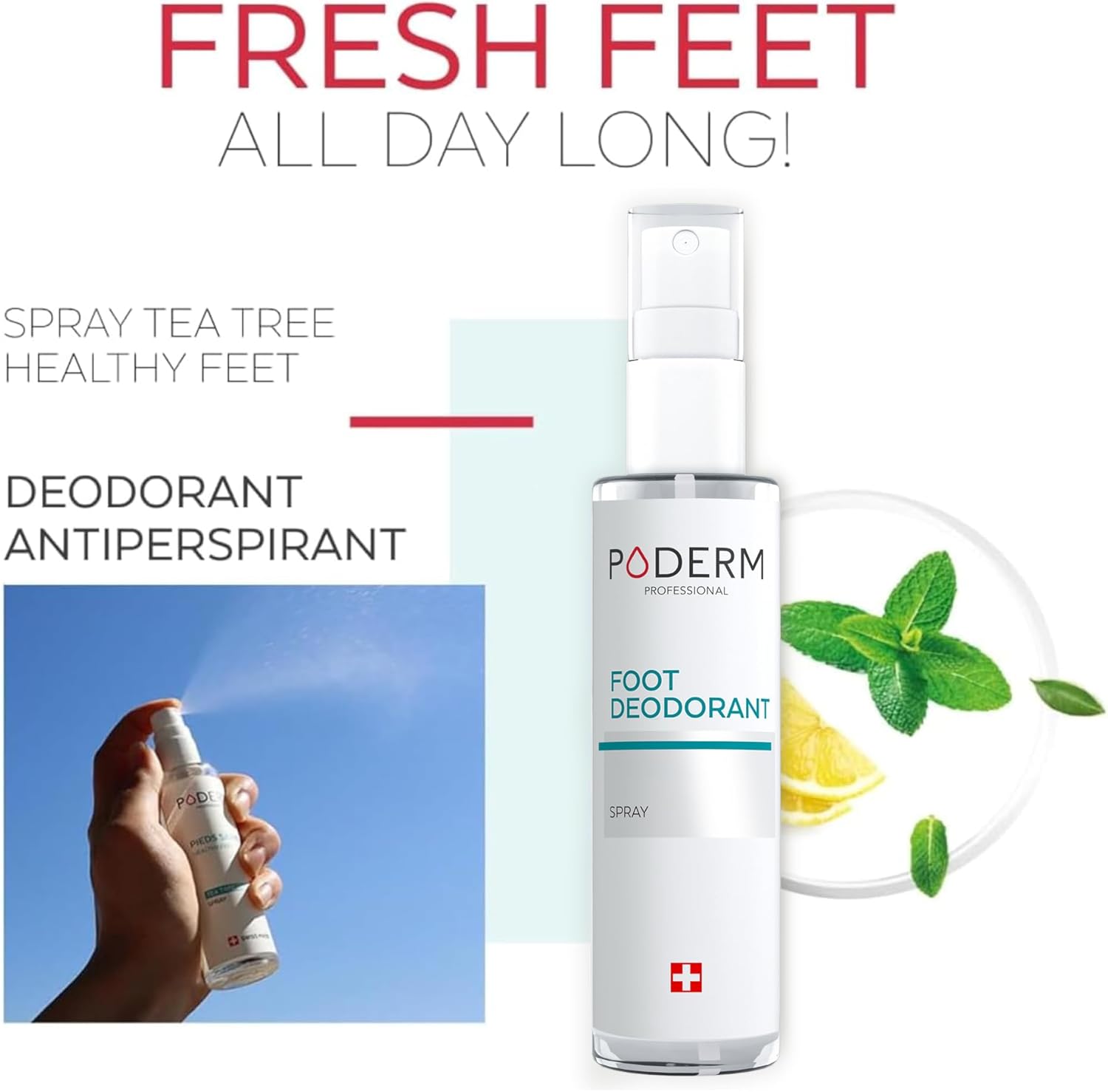 Detalle de PODERM Athlete's Foot Treatment Spray 3-in-1