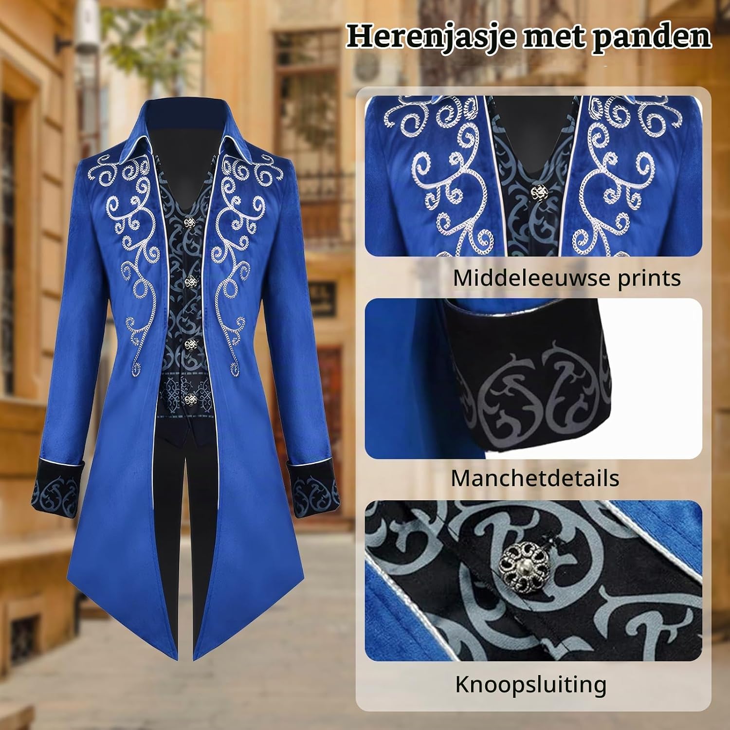 Detalle 2 de YQVGFBY steampunkjas voor heren in gothic-, middeleeuwse en Halloweenstijl