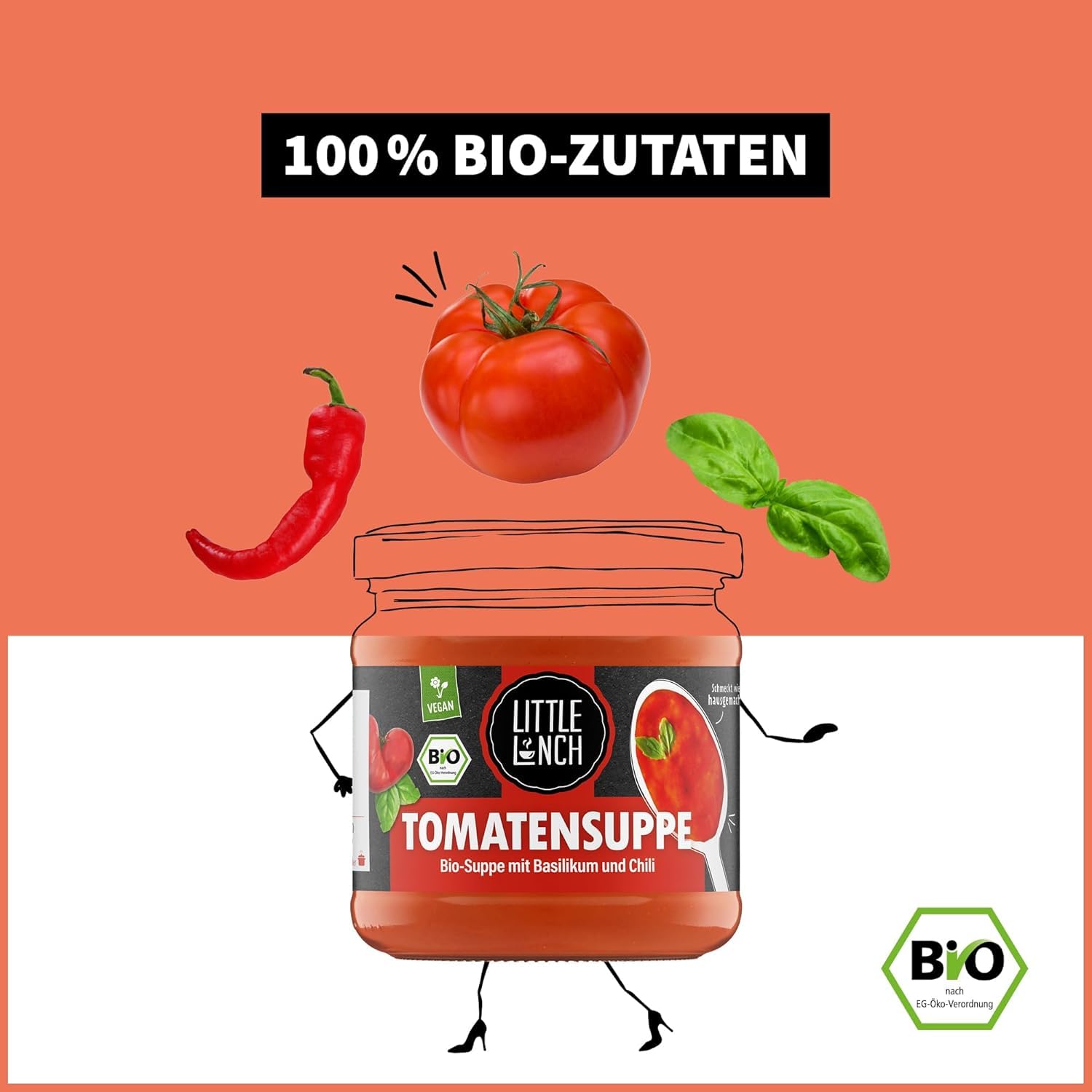 Detalle 2 de Little Lunch Bio Tomatensuppe – 6x350 ml, 100% Bio, vegan & ohne Zucker