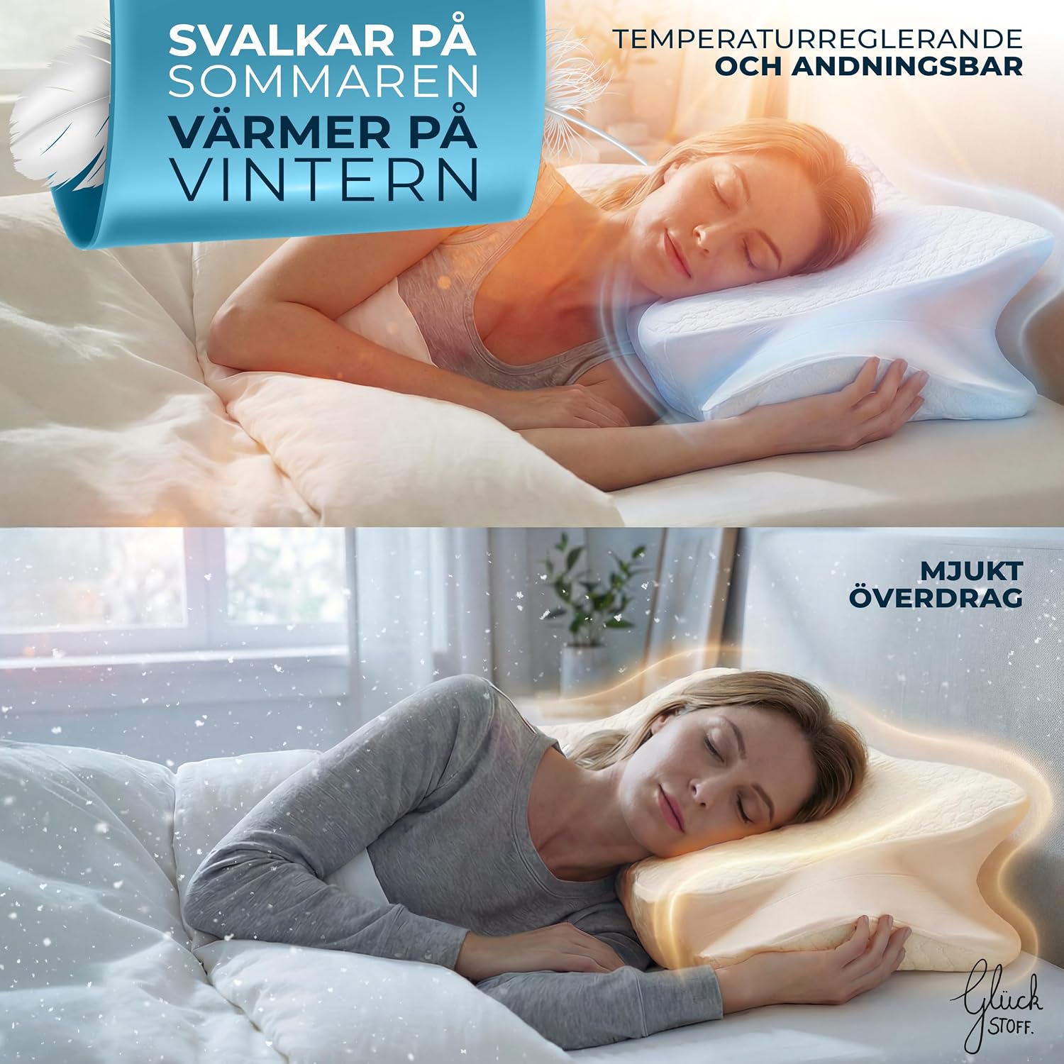 Thumbnail 4 de Glückstoff Ergo ergonomisk kudde i memoryskum med bambuöverdrag