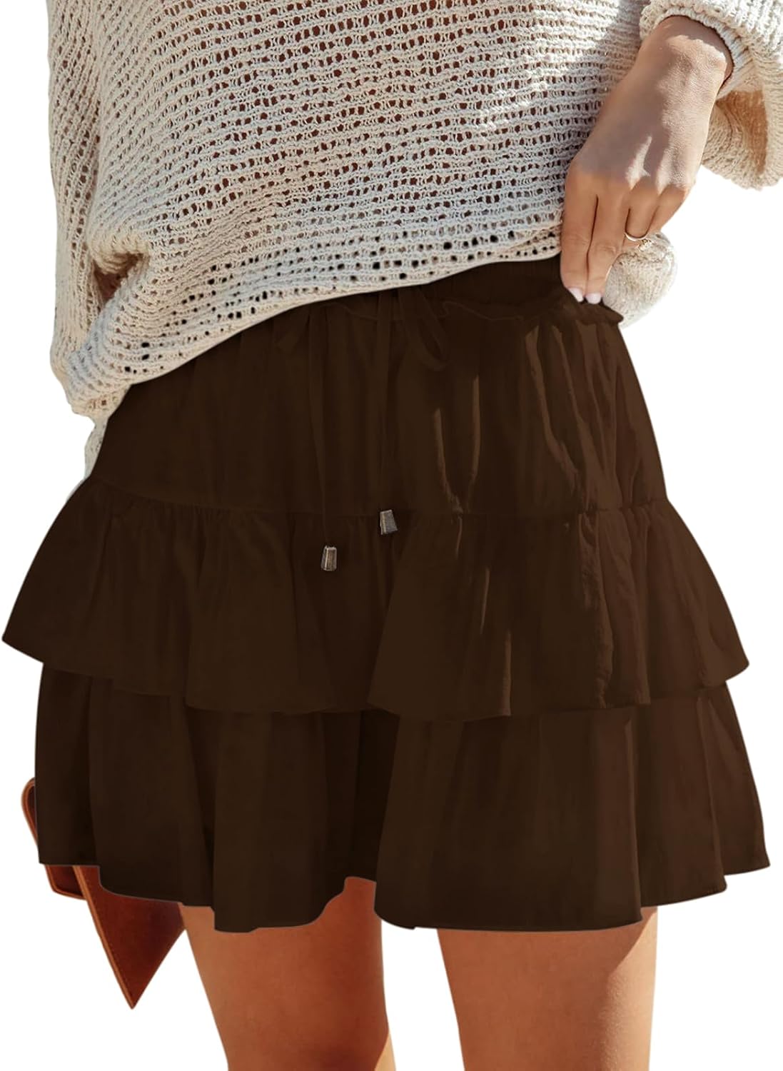 Thumbnail 5 de Aoudery Flowy Shorts for Women Boho Ruffled Tiered Skorts (High-Waist Mini Skirt + Tennis/Golf Style)