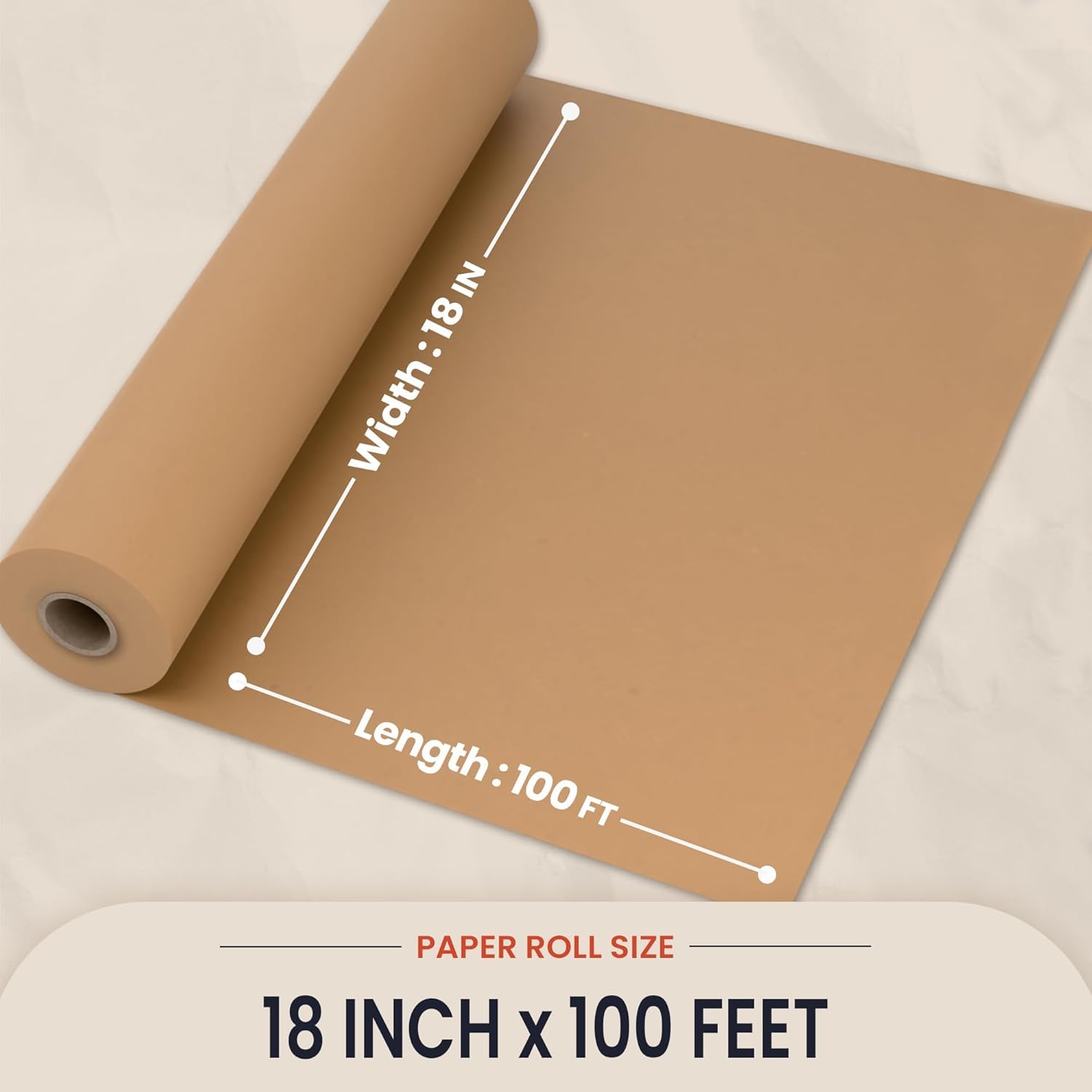 Thumbnail 1 de Brown Kraft Butcher Paper Roll (18 Inch x 100 Feet) — Unbleached, Uncoated, Unwaxed Food-Grade Paper for BBQ & Smoking