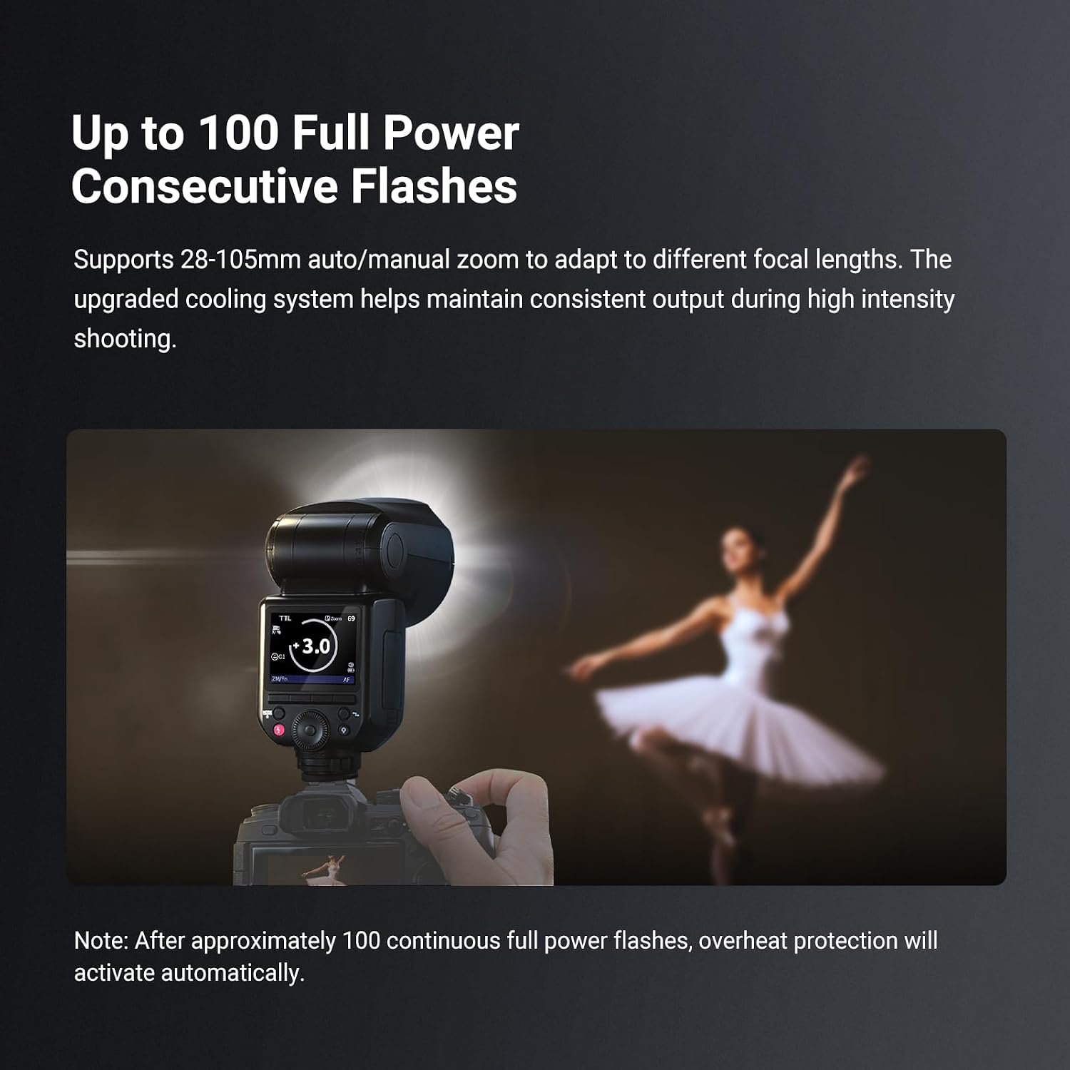 Detalle de NEEWER Z2PRO-F 2,4G TTL Rundkopf Speedlite für Fujifilm – 76W, HSS bis 1/8000s, Funksteuerung