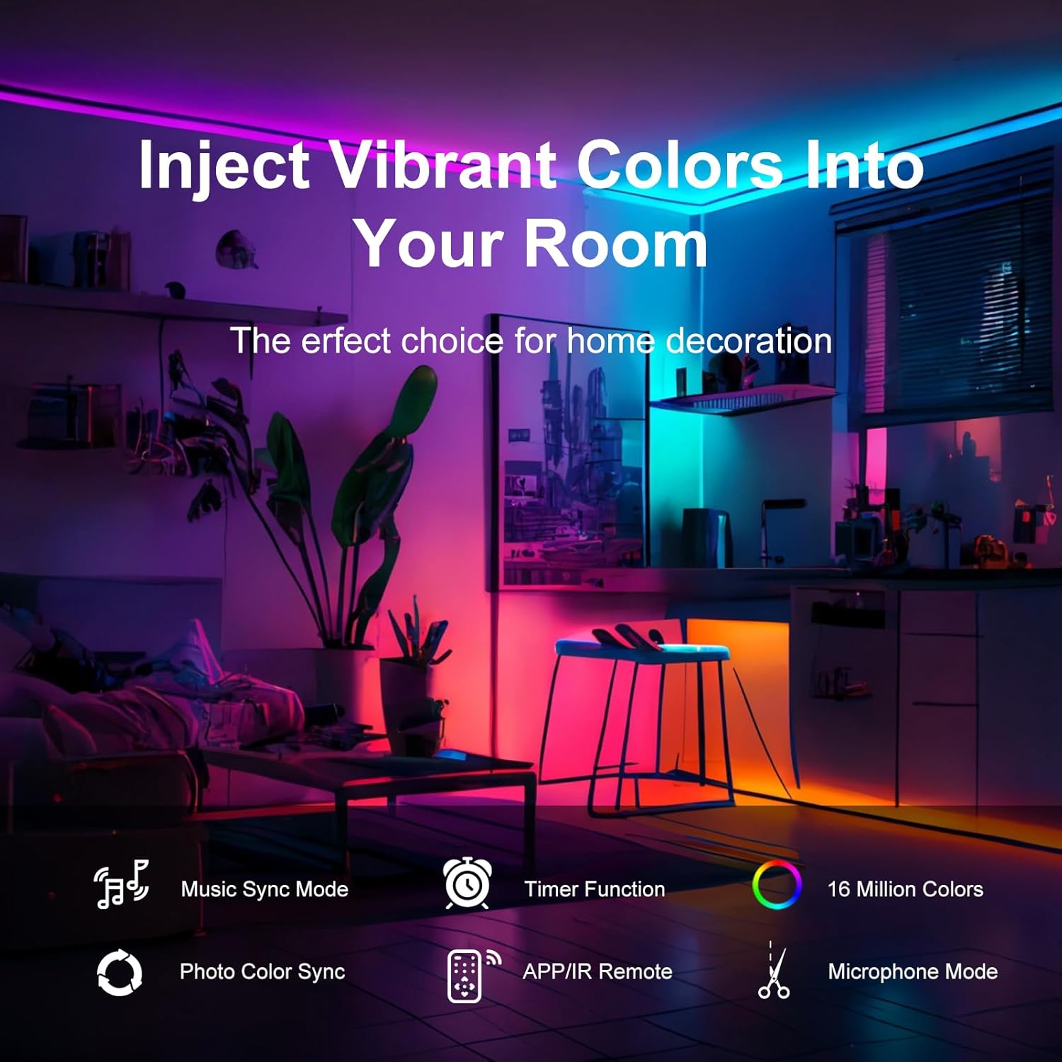 Detalle de FBY 200 FT LED Strip Lights, Music Sync, App and Remote Control
