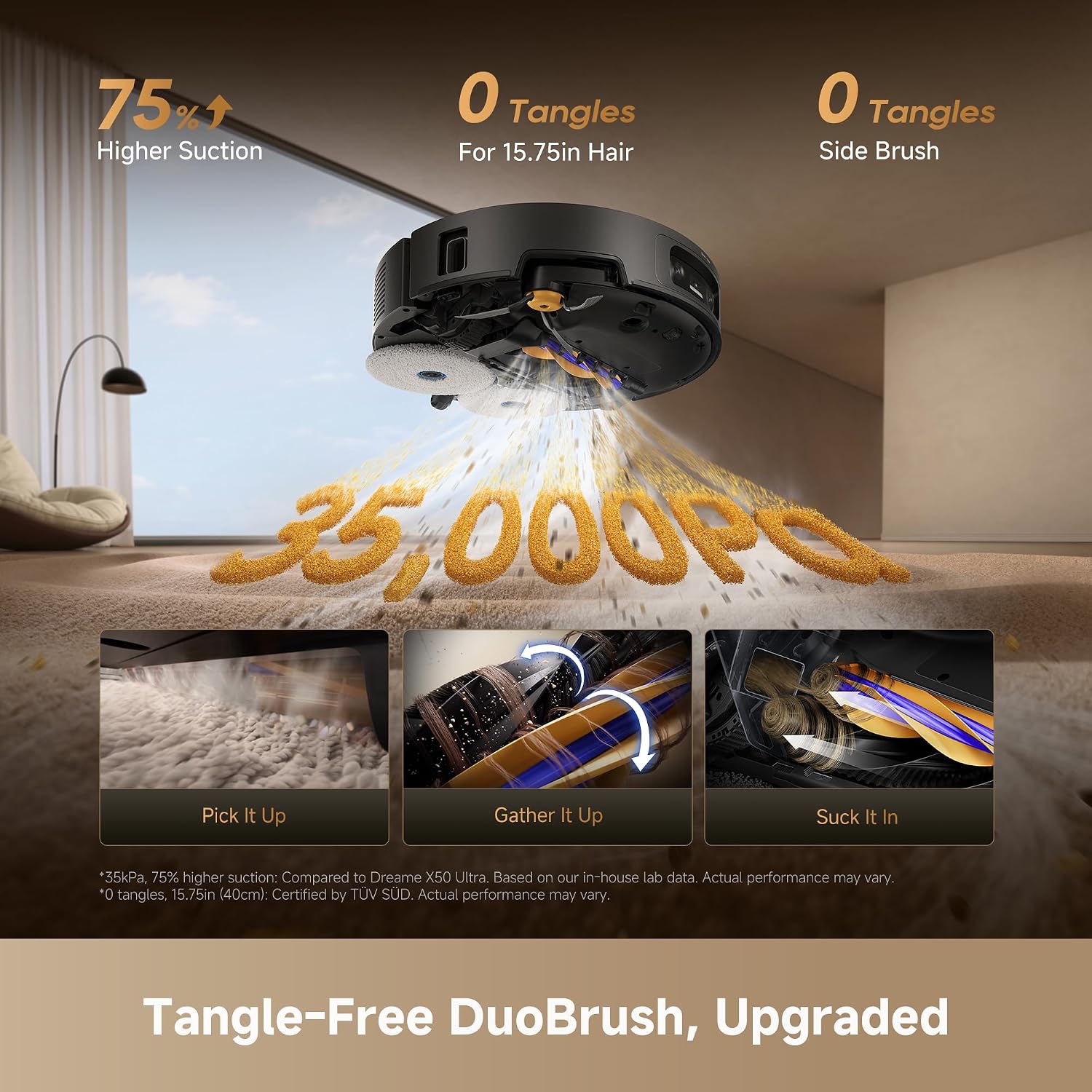 Detalle 1 de Dreame X60 Ultra robot vacuum and mop with self-emptying dock, ultra-thin 3.13 in design, 35,000Pa suction