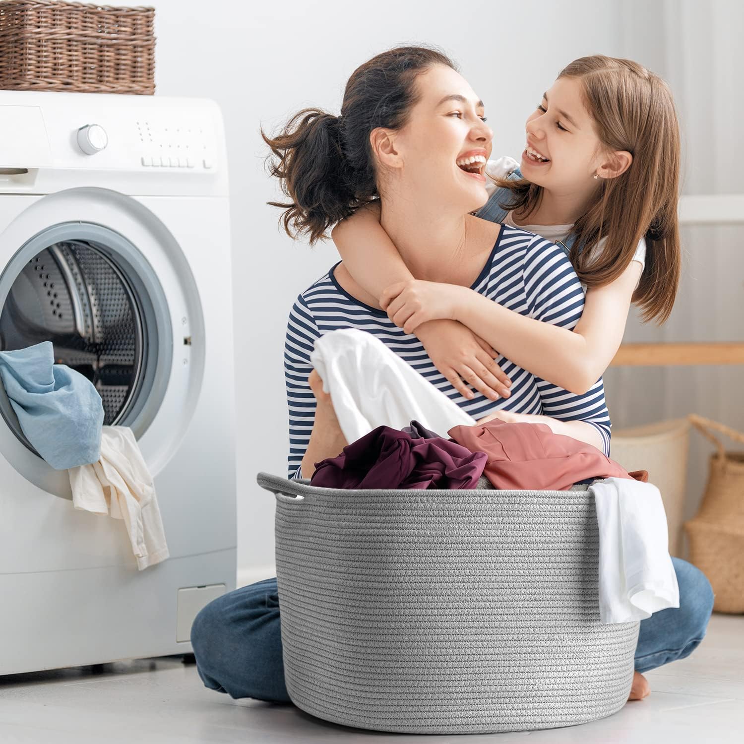 Thumbnail 2 de Maliton Grey Storage Basket, 50x35 cm (68L): A versatile, foldable solution for living spaces
