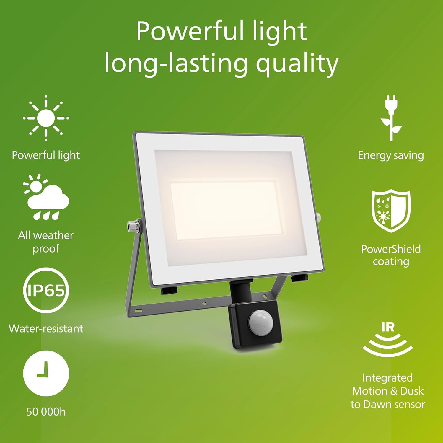 Thumbnail 1 de PHILIPS Lois UltraEfficient Outdoor Floodlight with Motion Sensor, 24 W, 3000 K