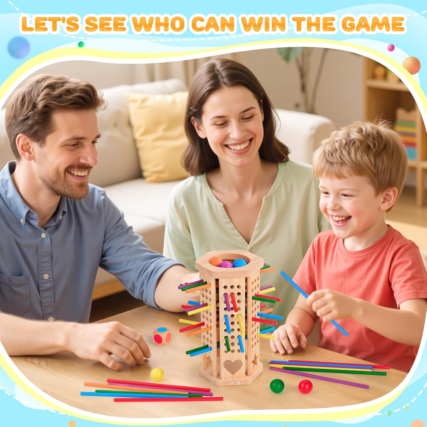 Thumbnail 3 de Bridokit Montessori Brettspiel aus Holz ab 3 Jahren mit 42 bunten Holzstäbchen (bis zu 6 Spieler)