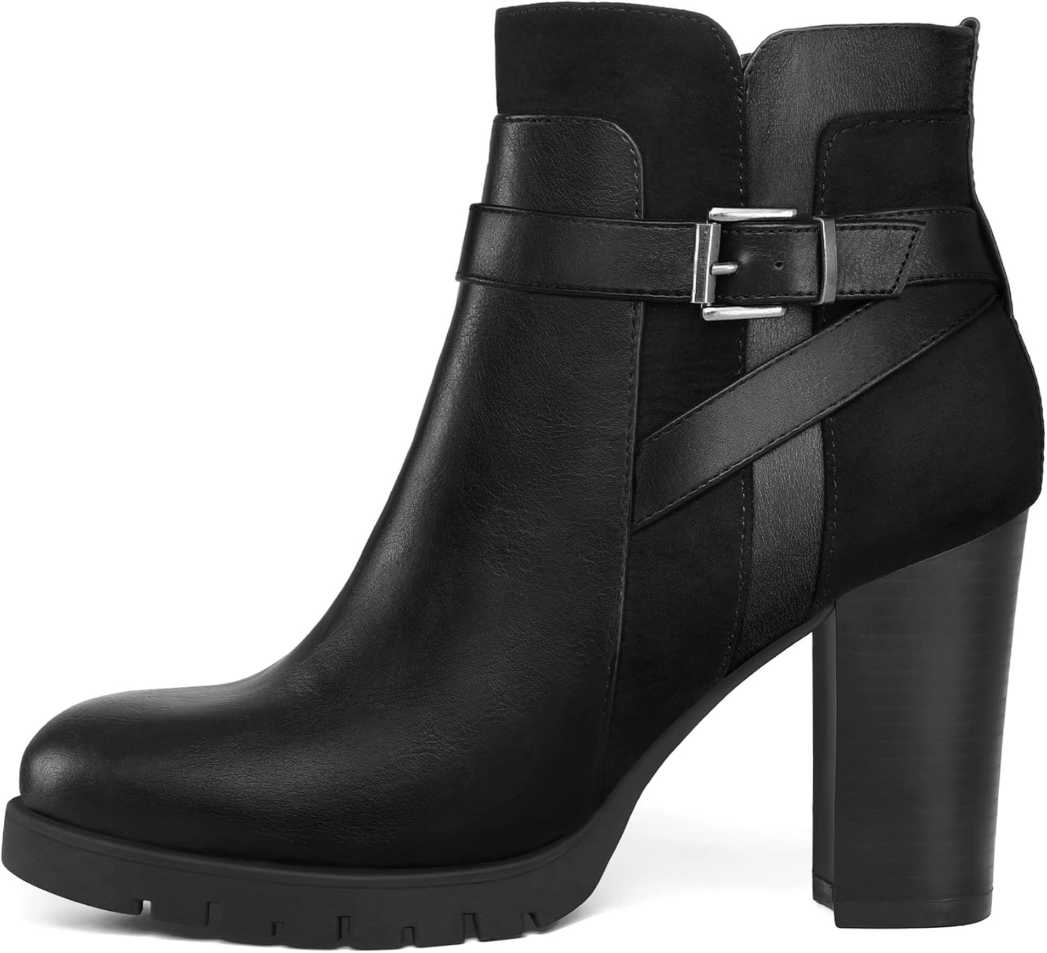 Detalle de mysoft Women's Ankle Boots with Side Zip, Wide Fit and 3.2-Inch Heel