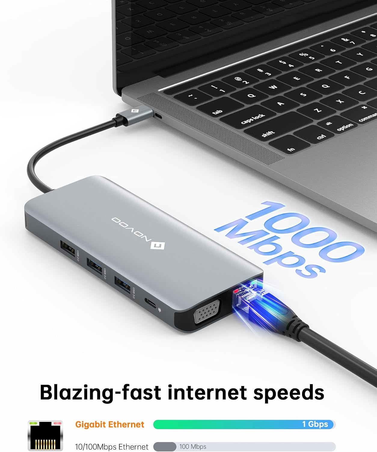 Detalle 2 de NOVOO RM11 USB C Docking Station 100W ⚡