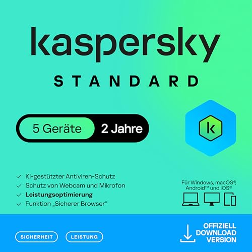 Detalle de Kaspersky Standard Anti-Virus 2026 – 5 Geräte, 2 Jahre: Umfassender Schutz für PC, Mac und Mobile