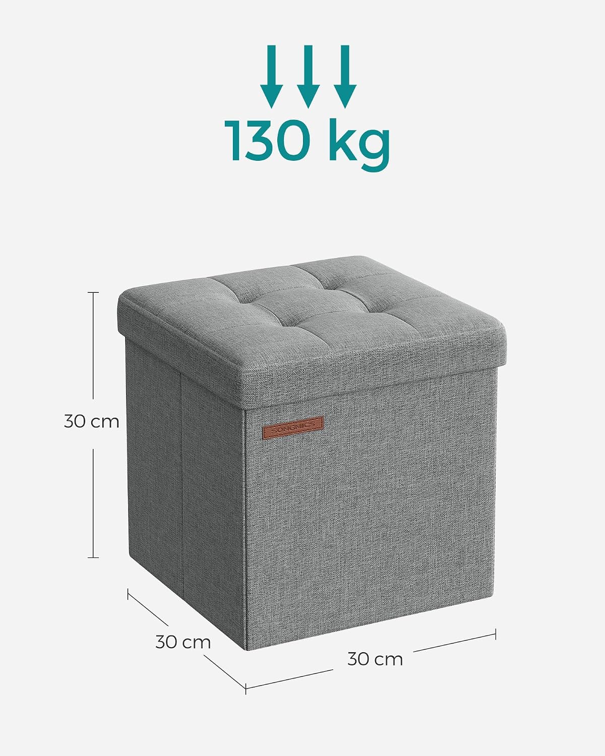 Detalle de SONGMICS Minota Collectie LSF028G02 opbergpoef 30 x 30 x 30 cm, 22 liter