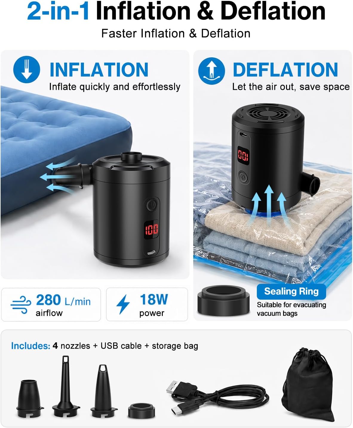 Thumbnail 1 de Lytool Electric Air Pump: Portable 4 KPa Rechargeable Mini Pump with LED Display