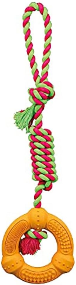 TRIXIE Ring am Tau (Gummi-Kauspielzeug) – robustes Hundespielzeug aus Naturgummi, 33191