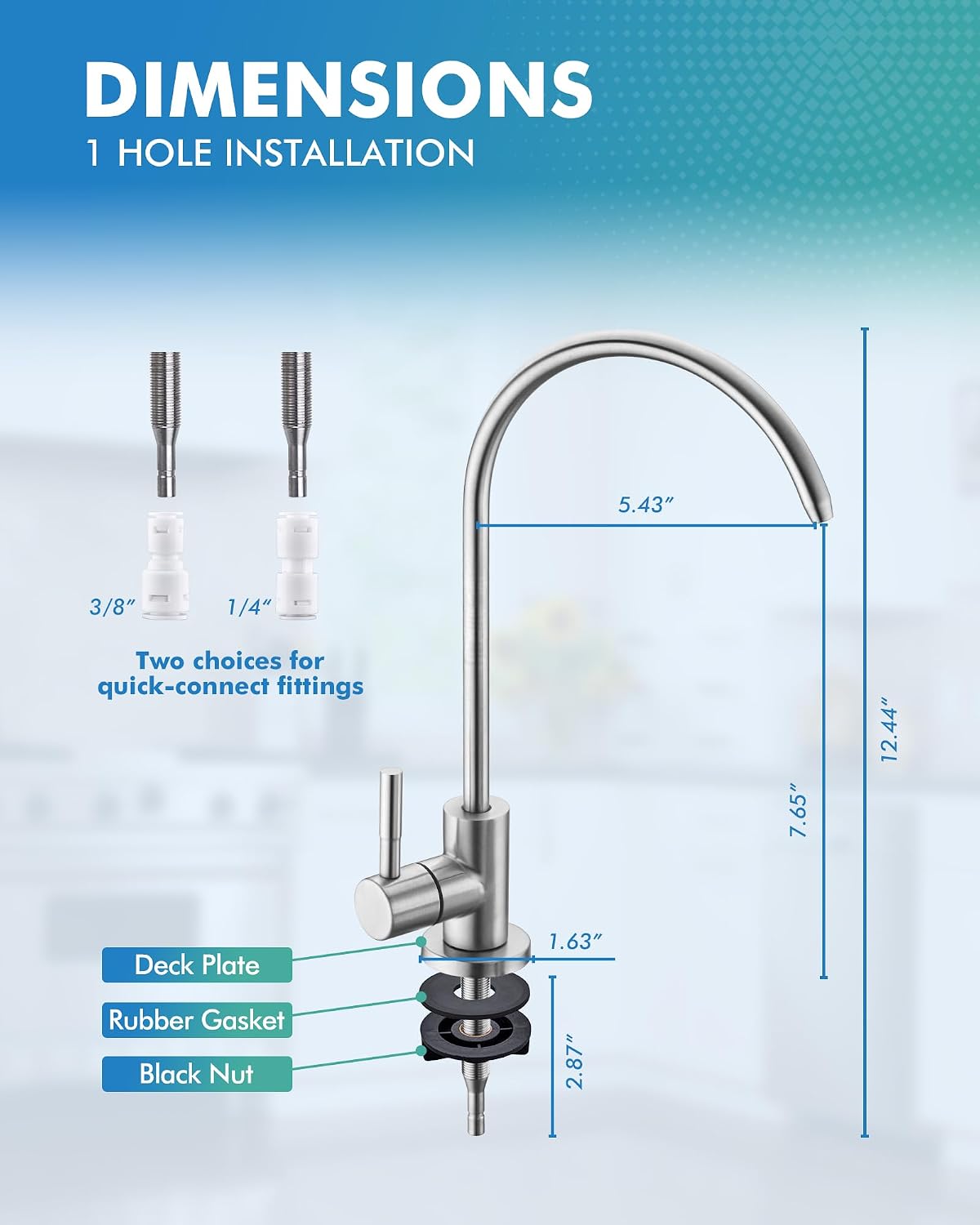 Thumbnail 5 de VFAUOSIT V0680BN Drinking Water Faucet, SUS304 Steel, 360° Swivel