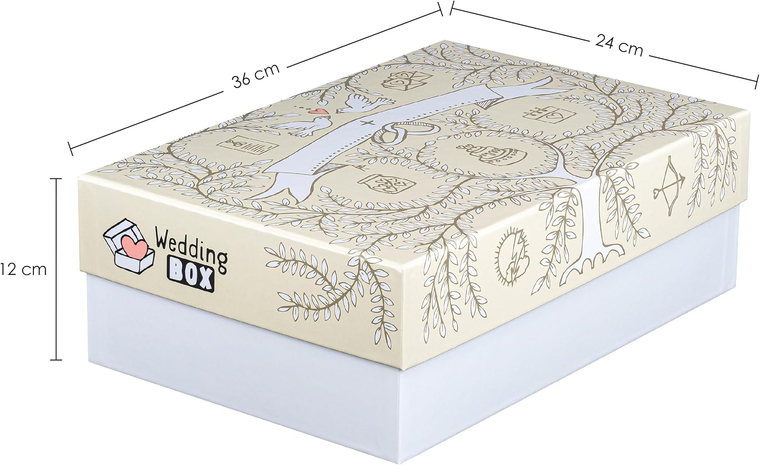 Detalle de FALKEN StoryBox WEDDING: Scatola regalo in cartone laminato, 24×36 cm, 12 cm di altezza, DIN A4+, Made in Germany