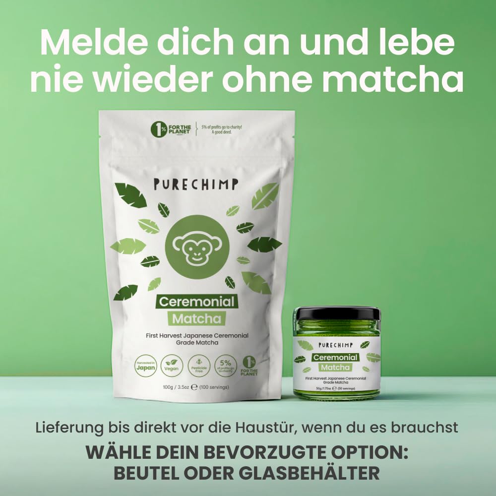 Thumbnail 6 de PureChimp Ceremonial Matcha (100 g) – 100% reines Matcha-Pulver für Latte, Aufgüsse & Rezepte