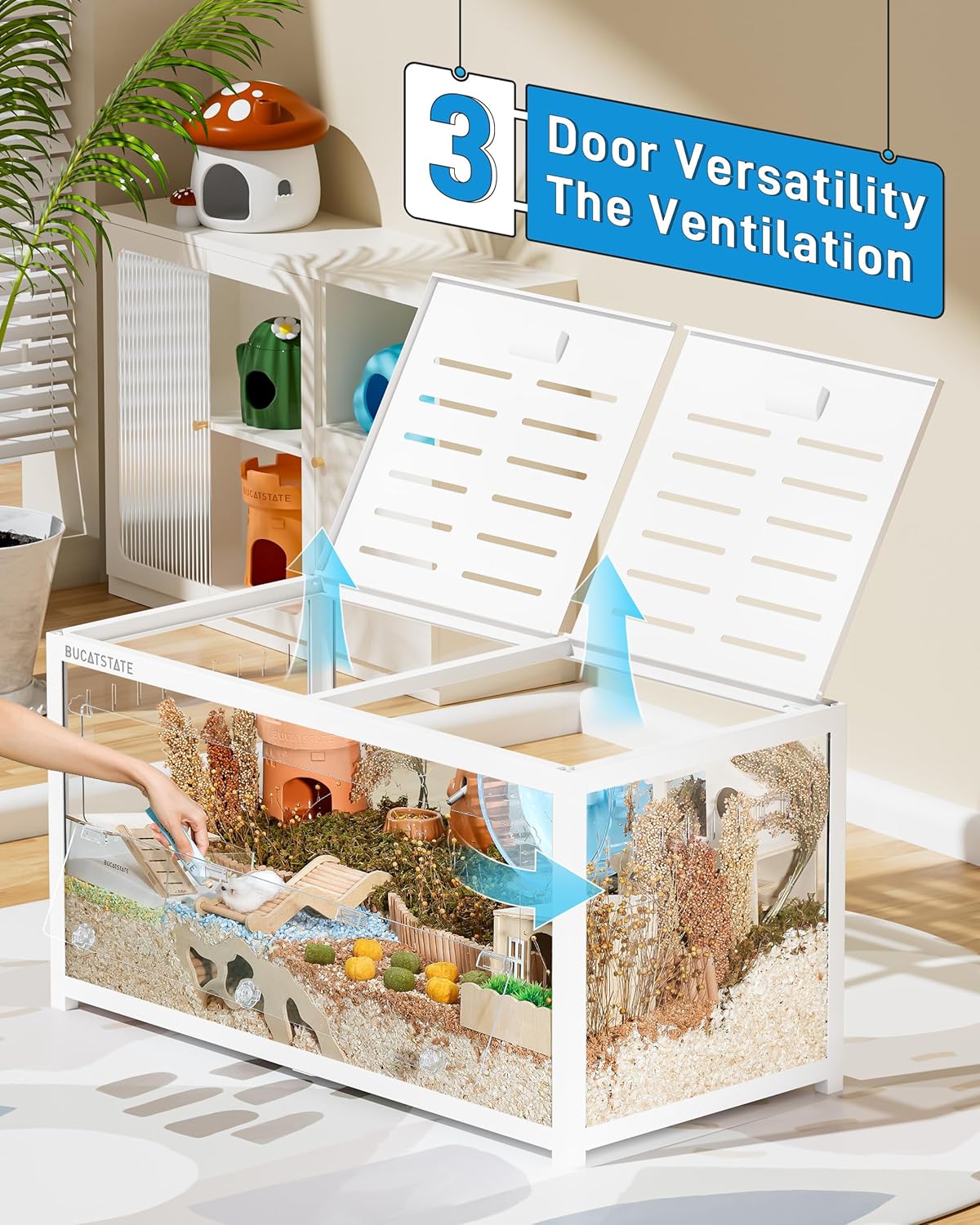 Thumbnail 2 de BUCATSTATE Hamster Cage 3.0 Large Metal Cage (stackable, top access) for Dwarf & Syrian hamsters