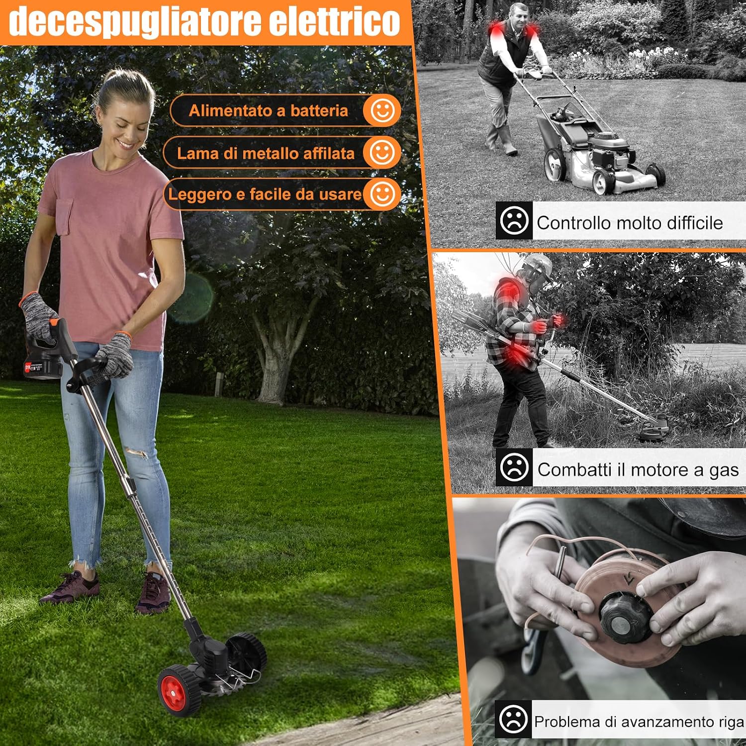 Thumbnail 6 de Decespugliatore a Batteria 21V con Tagliaerba, 2 Batterie 2.0Ah, 4 Tipi di Lame e Ruote Rimovibili – Versatilità Senza Fili