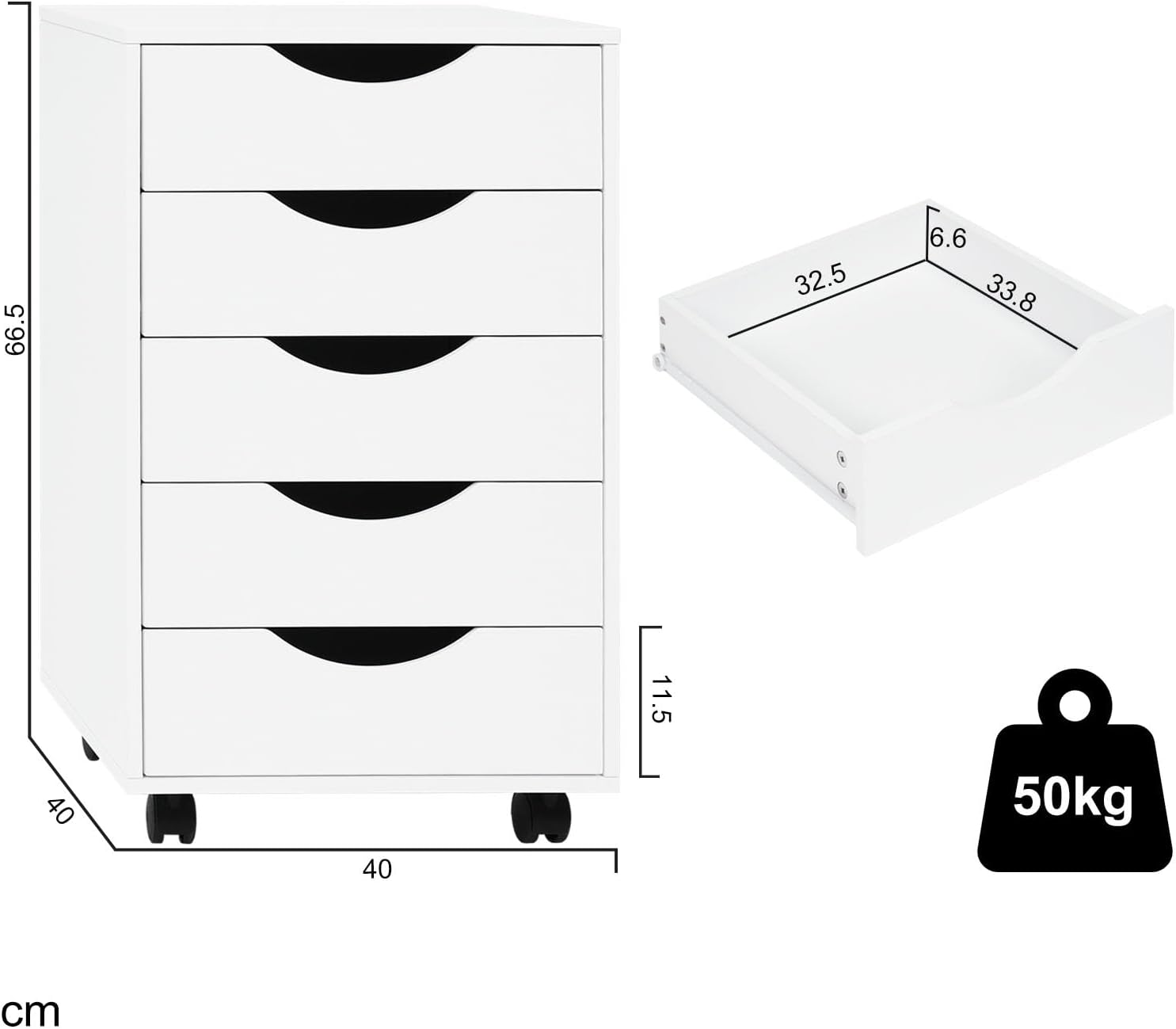 Detalle de WOLTU Rollcontainer mit 5 Schubladen