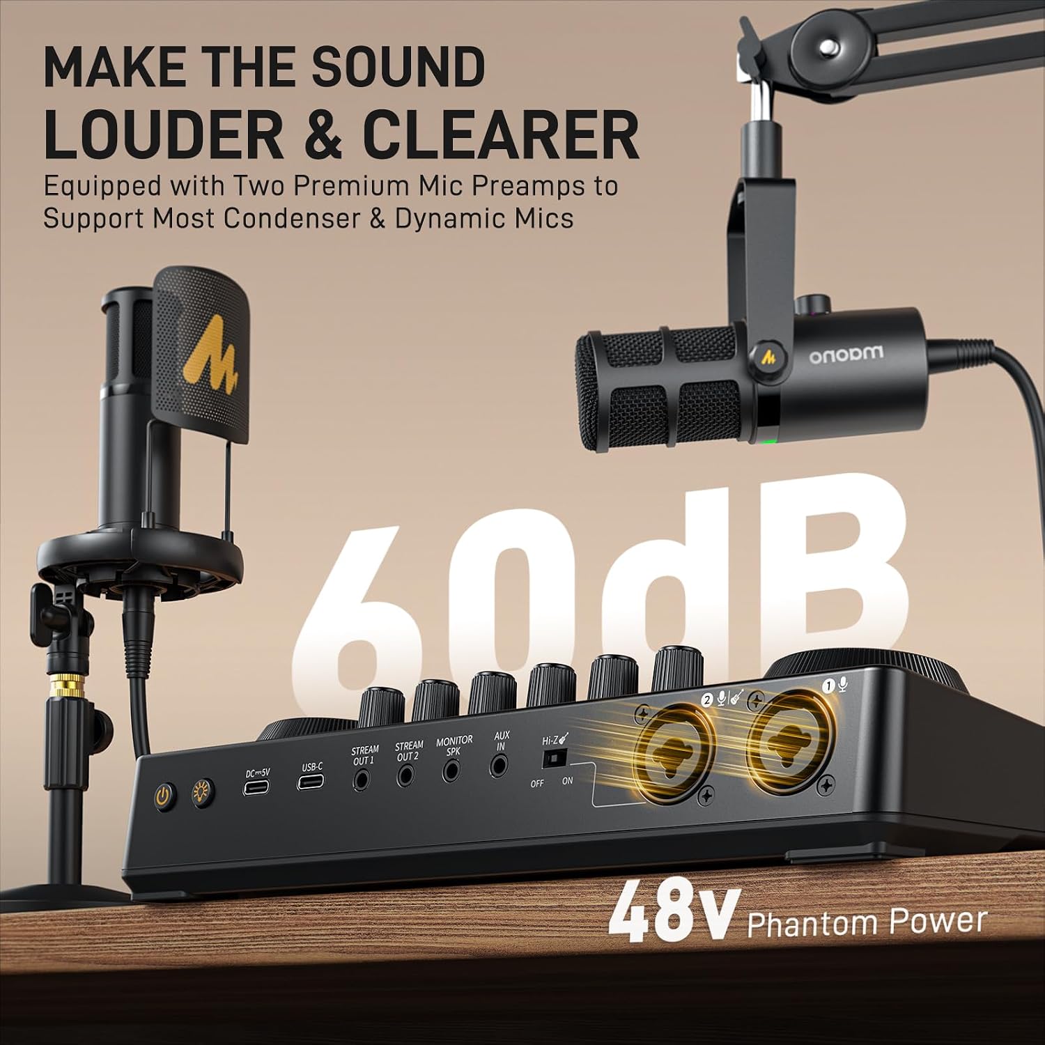 Detalle de MAONO E2 Gen2 Podcast Mixer with Dual XLR, Loopback and Bluetooth