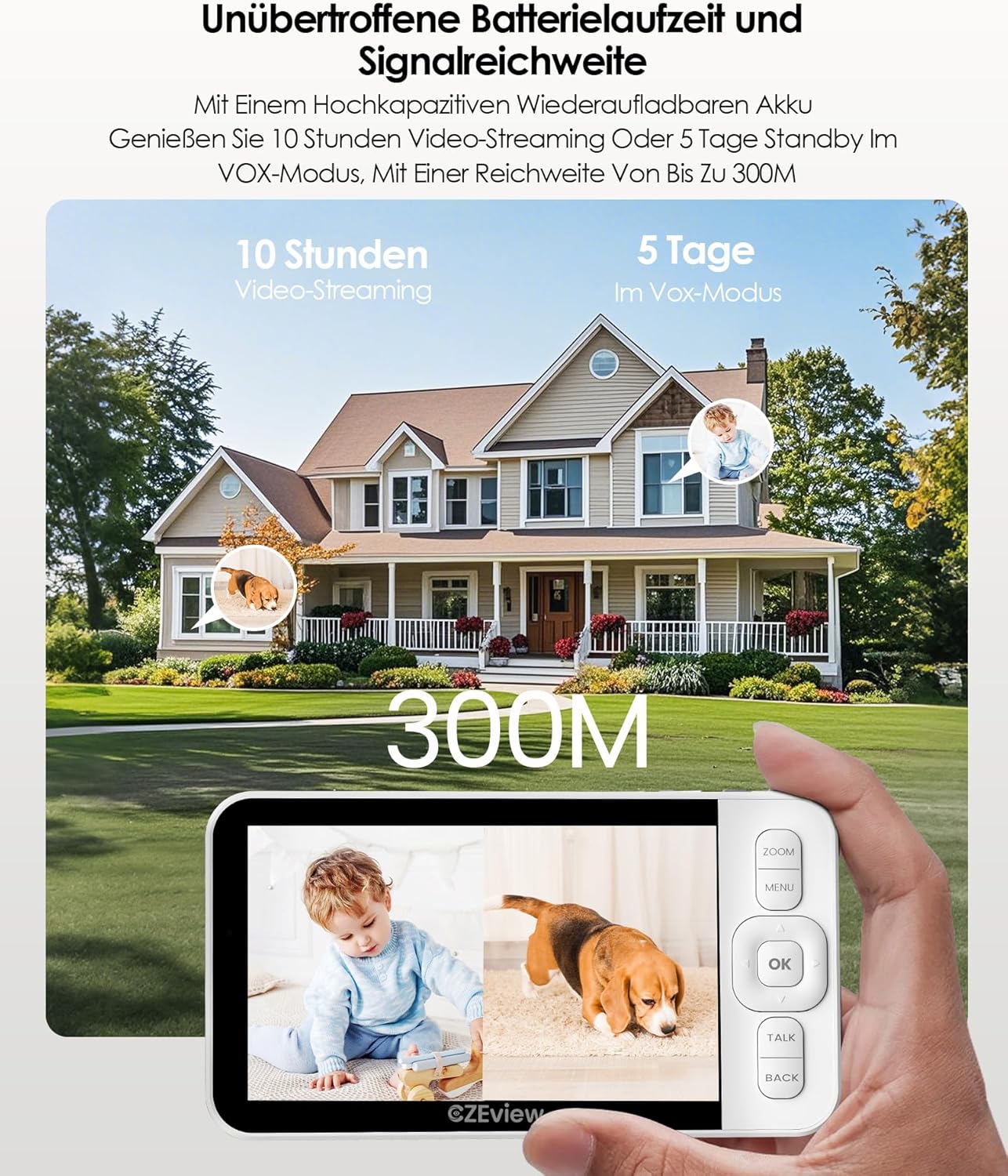 Thumbnail 5 de CZEview Babyphone mit Kamera 2K 5,0 Zoll mit App