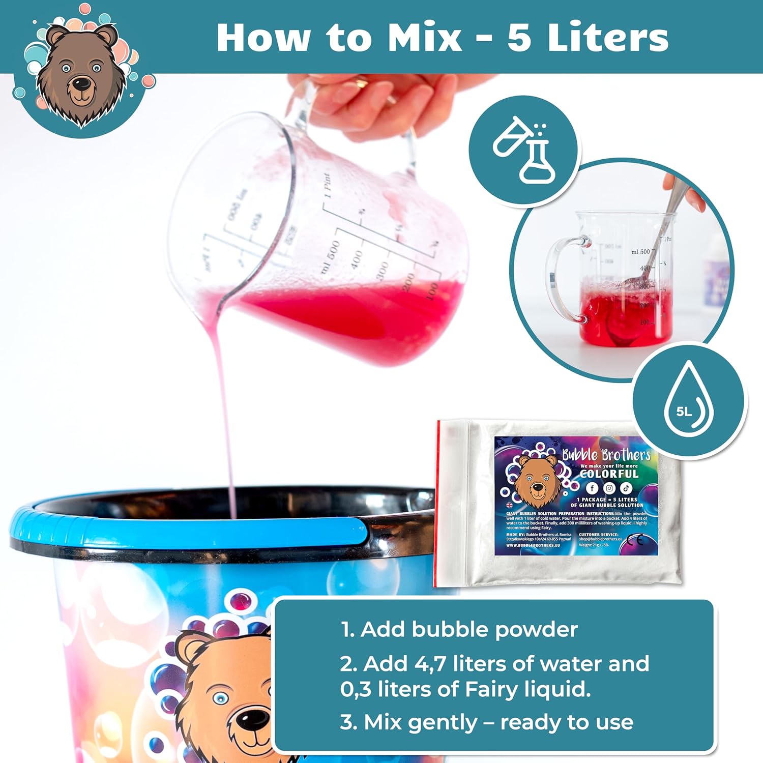Detalle de Bubble Brothers 10 Litre Bubble Mix (2 x 5 L) for Giant Bubbles and Outdoor Fun