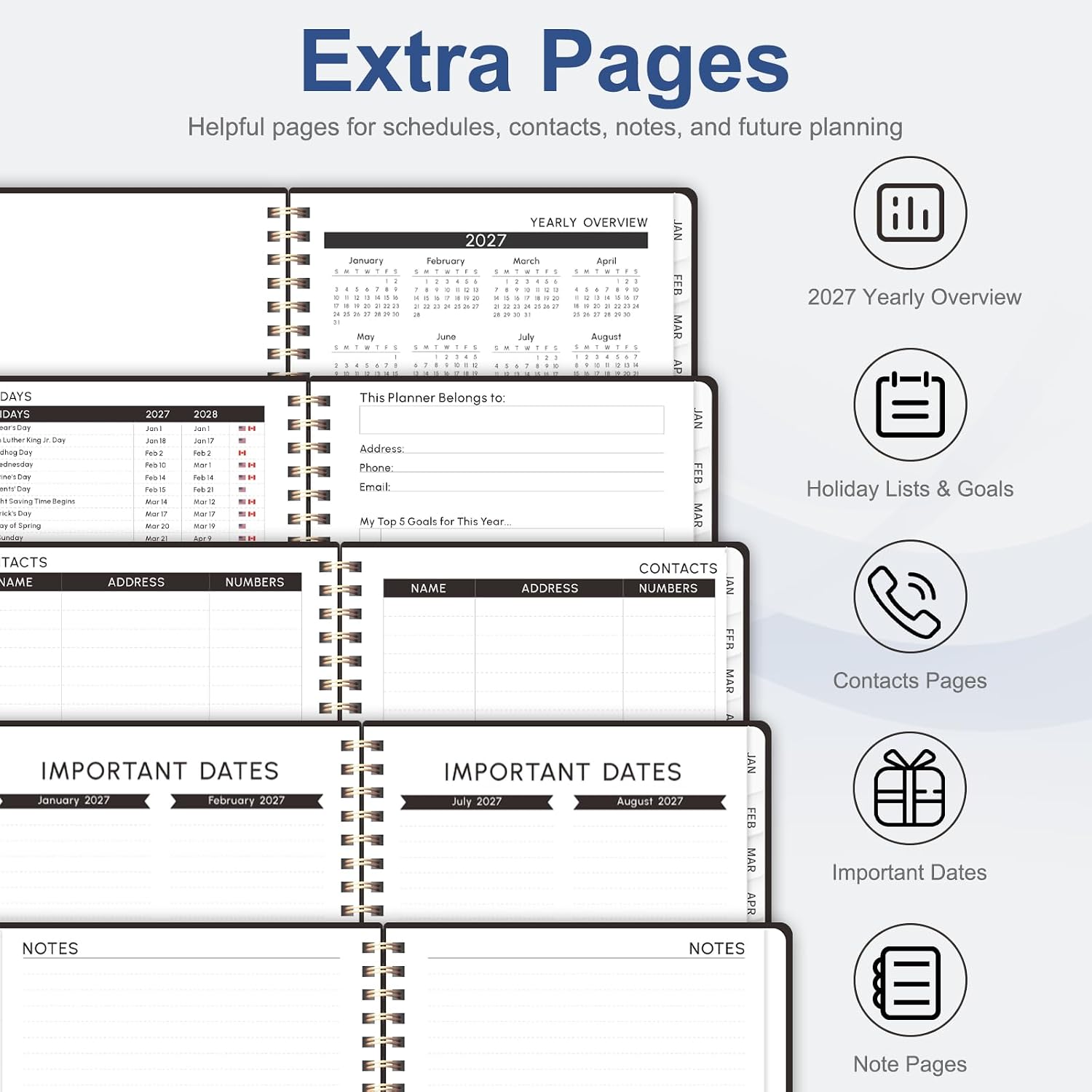 Detalle 1 de VALOME 2027 Weekly and Monthly Planner, A5 Hardcover with Spiral Binding