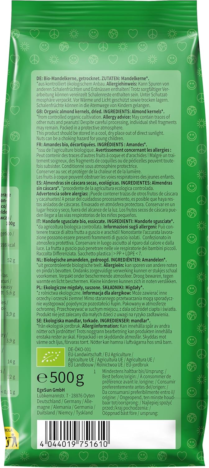 Detalle de Mundo Feliz 🌿 Almendras ecológicas enteras, 2 x 500 g