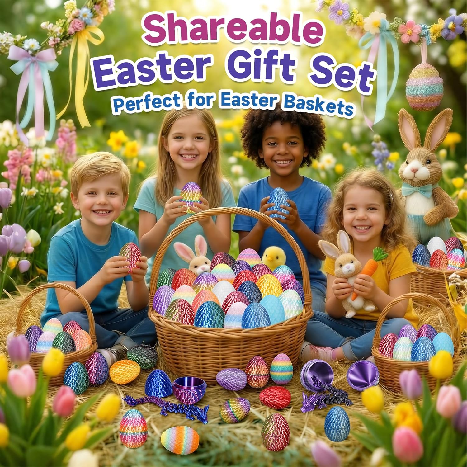 Thumbnail 4 de VivaNova 24 Pack 3D Printed Dragon Eggs with Articulated Mini Dragons (Easter Surprise Eggs)