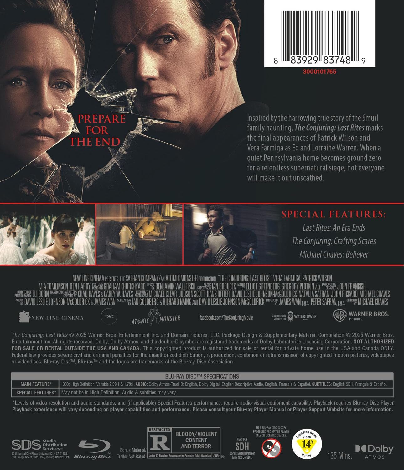 Detalle 1 de The Conjuring: Last Rites 883929837489 Blu-ray Horror Movie