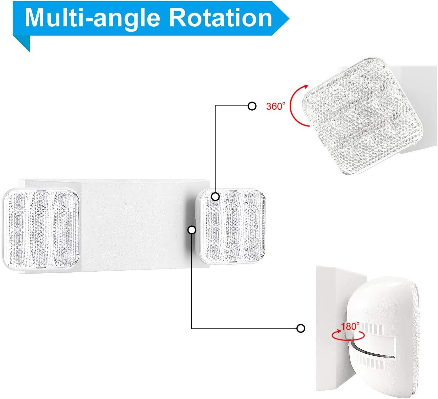 Detalle de EXITLUX EXJLEU9CA 2-Pack LED Exit Sign, Adjustable Heads, 120/277 VAC
