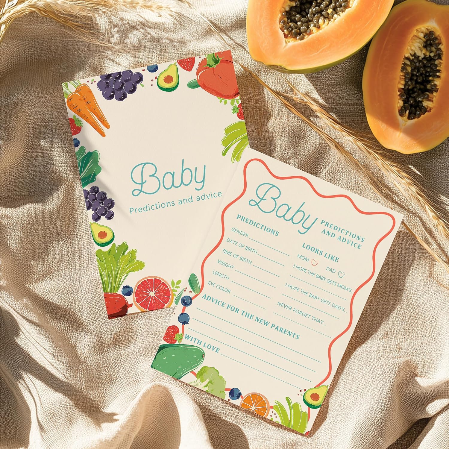 Detalle de 25 x Baby Prediction Cards for Baby Shower – Retro Locally Grown
