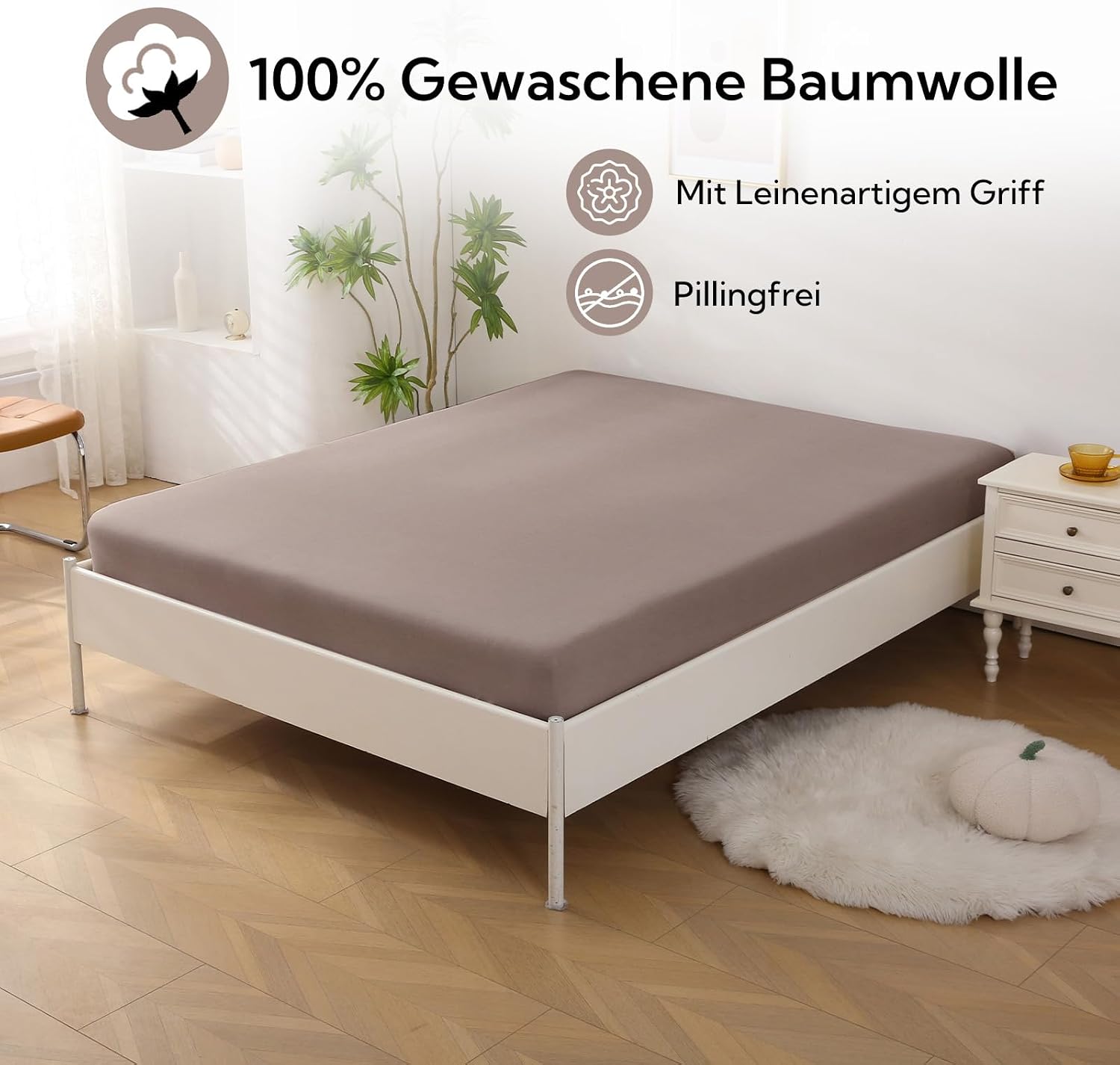 Thumbnail 2 de SOULFUL Spannbettlaken 160x200 cm – 100% gewaschene Baumwolle, atmungsaktiv, 30 cm Steghöhe, Öko-Tex 100 zertifiziert