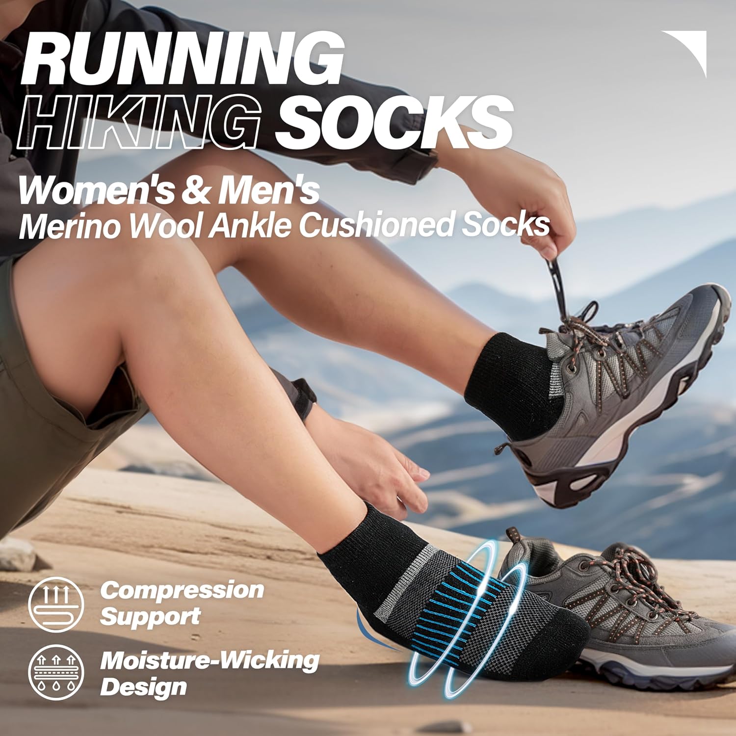 Detalle 2 de 6 Pairs Merino Wool Ankle Socks