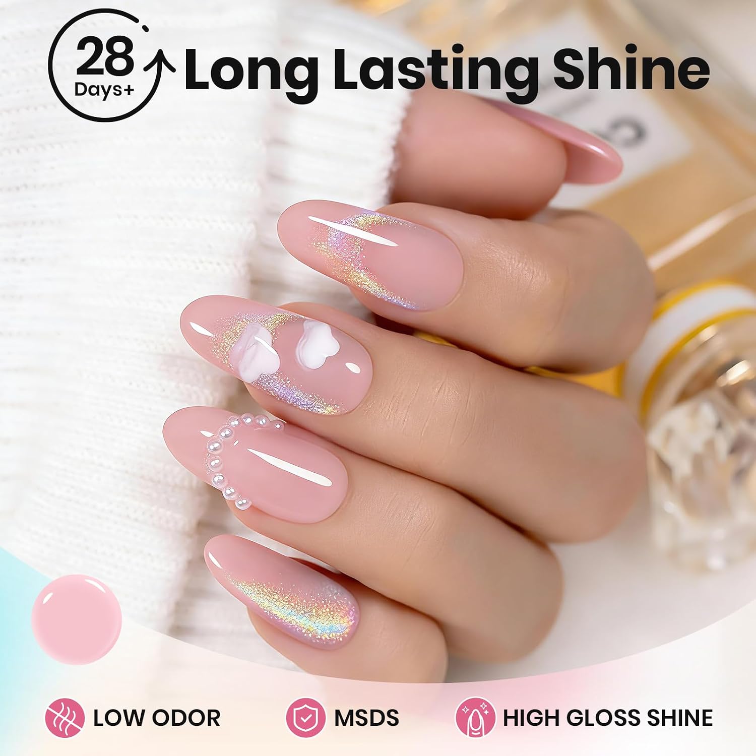 Thumbnail 3 de Beetles Rainbow Cat Eye Gel Nail Polish (15ML) – Summer Silver Cat Eye Glitter Gel with Magnet