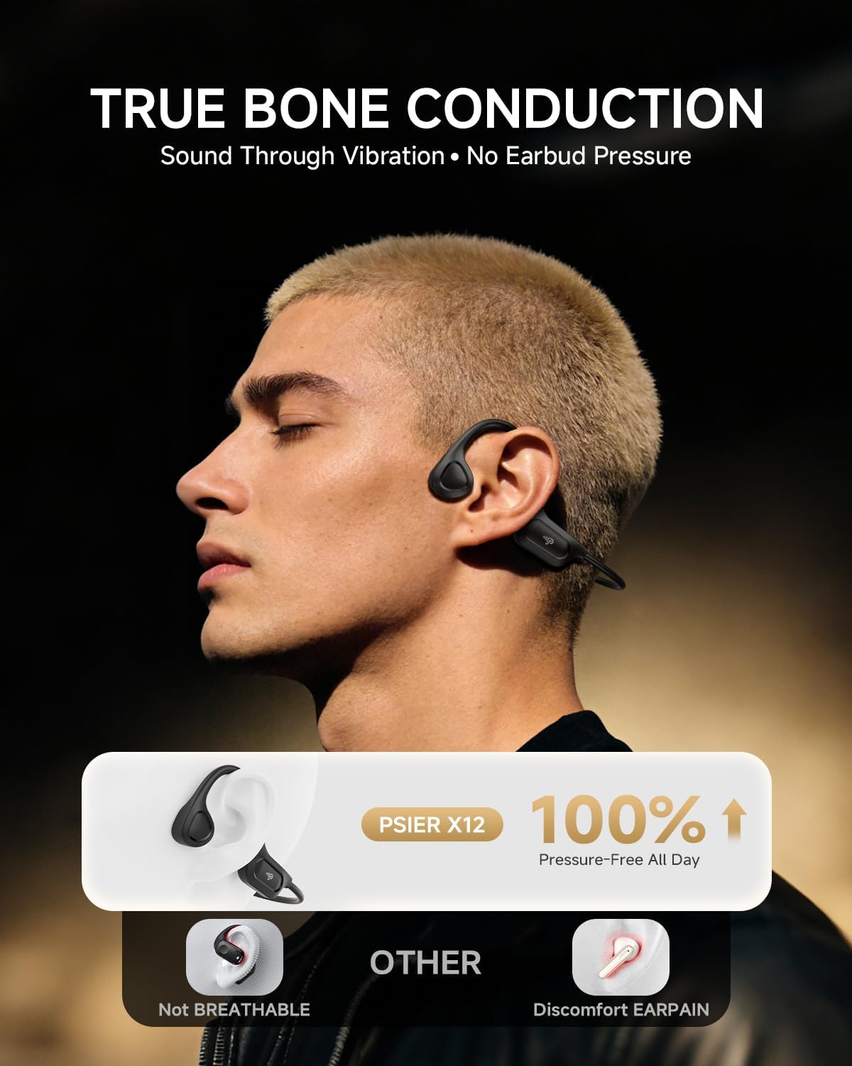 Detalle de PSIER Bone Conduction Headphones (2026 Upgrade) Open Ear BT 6.0