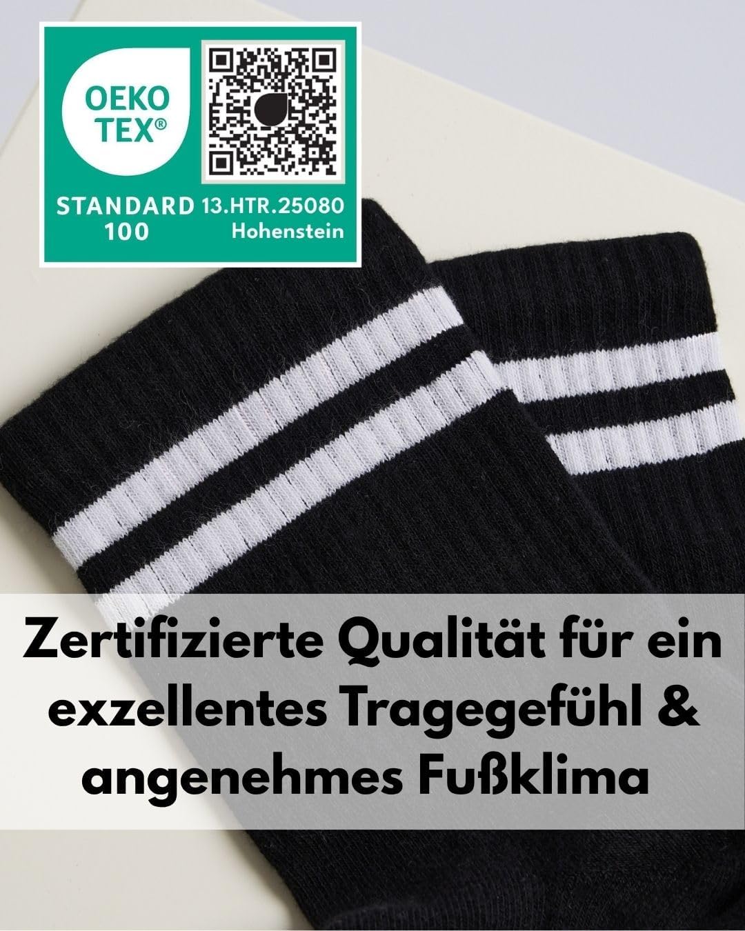 Detalle de sockenkauf24 Herren Tennissocken (6 Paar) – atmungsaktive Retro Crew-Sportsocken mit verstärkter Ferse & Fußspitze
