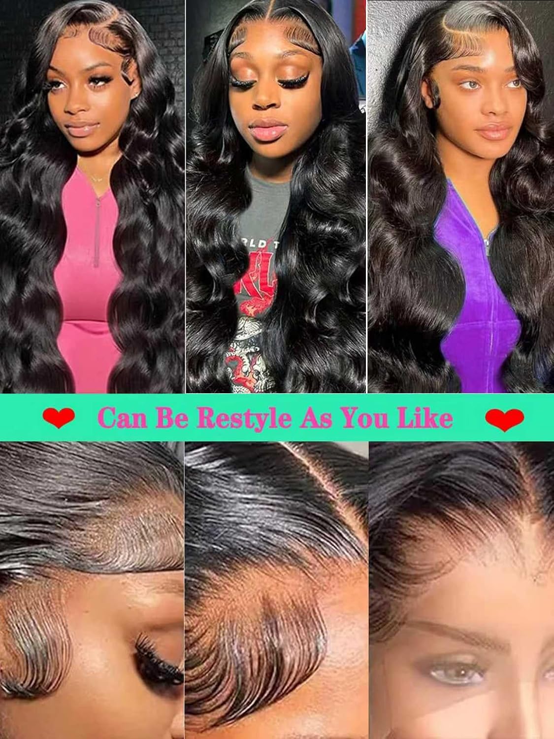 Thumbnail 6 de Fongly 13x6 HD Lace Front Body Wave Human Hair Wig (200% Density, 26 Inch)